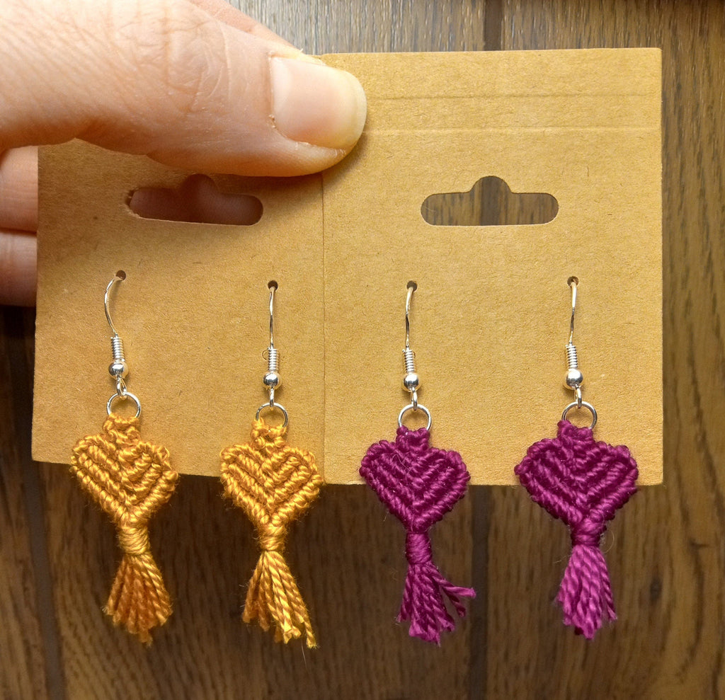 Macrame Heart Earrings