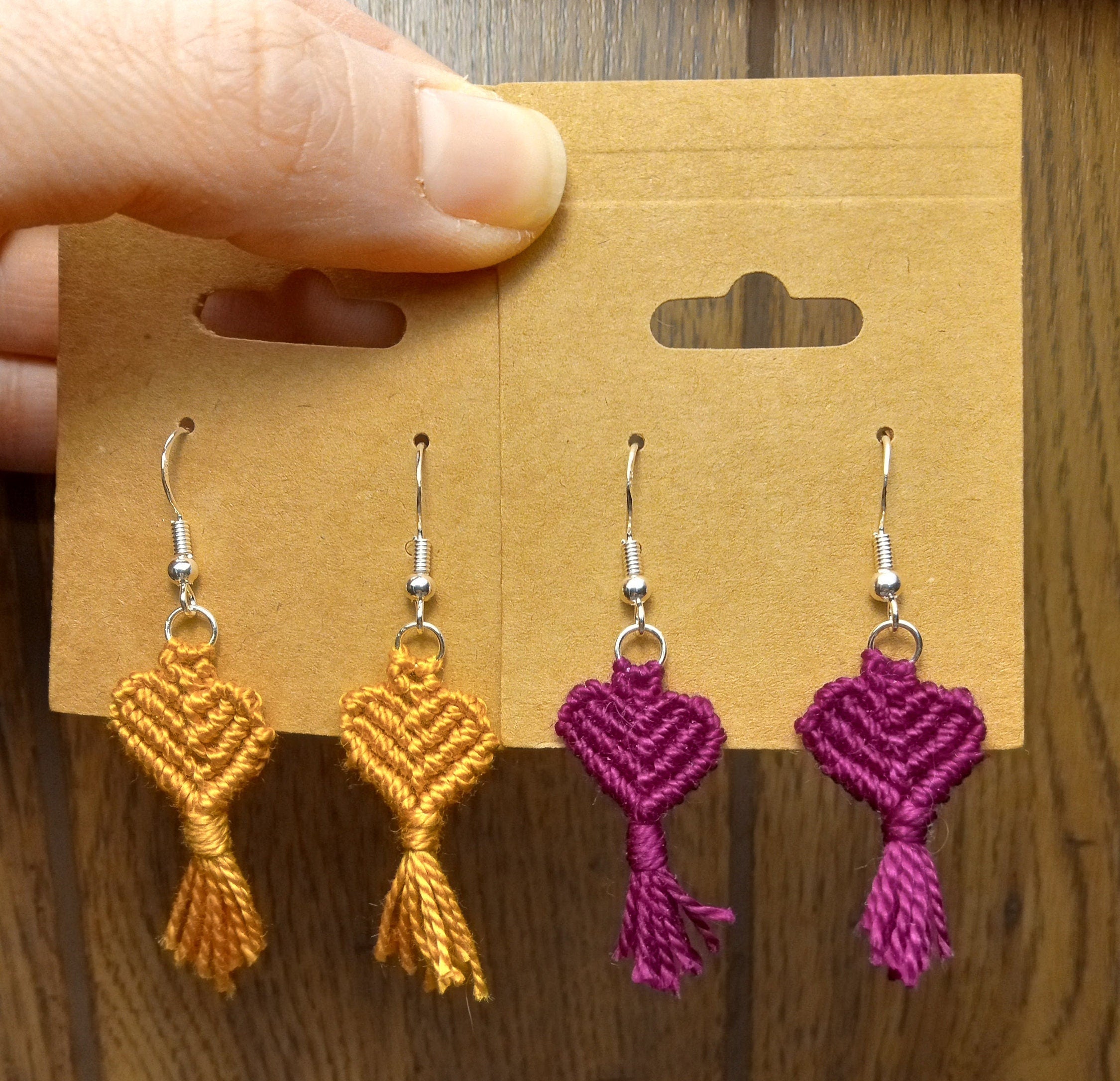 Macrame Heart Earrings