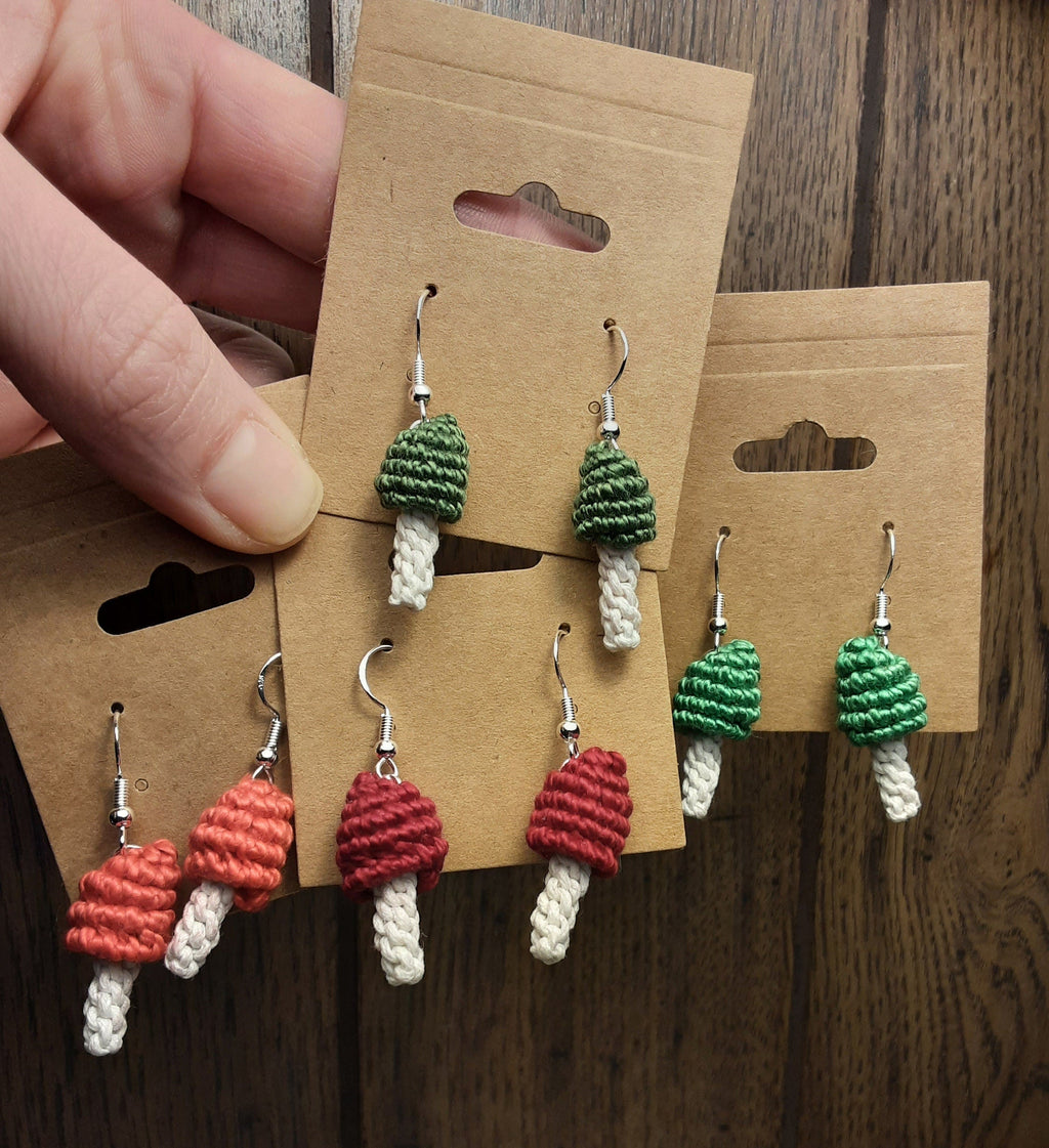 Macrame Mushroom Earrings