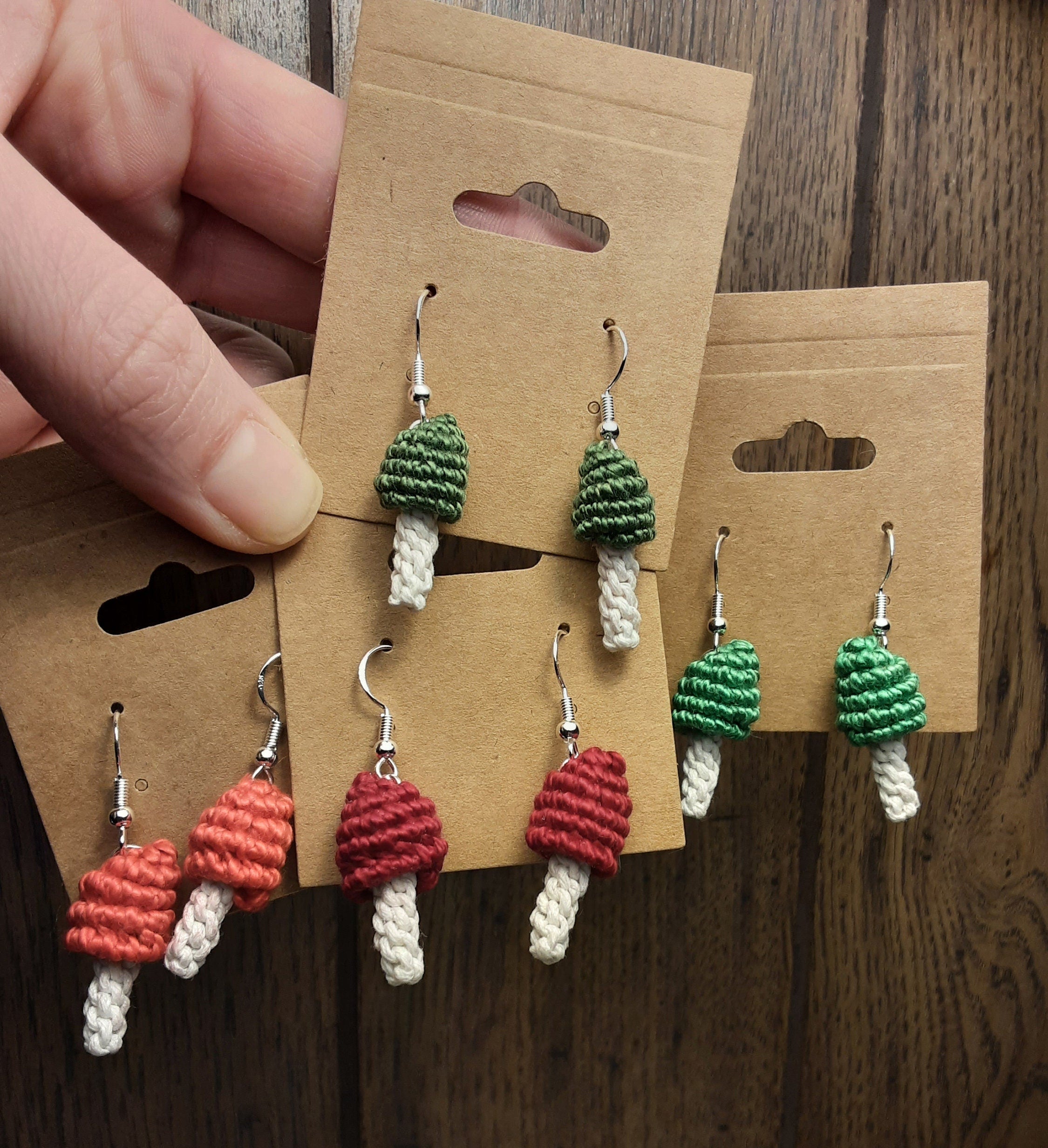 Macrame Mushroom Earrings