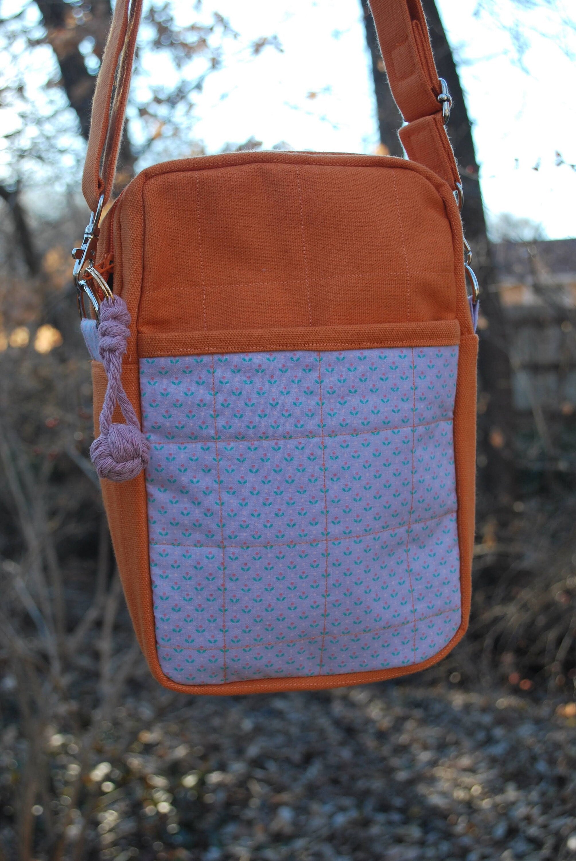 Orange, Floral Crossbody Bag