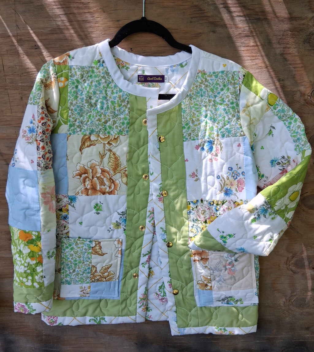 White, Floral Quilt Coat