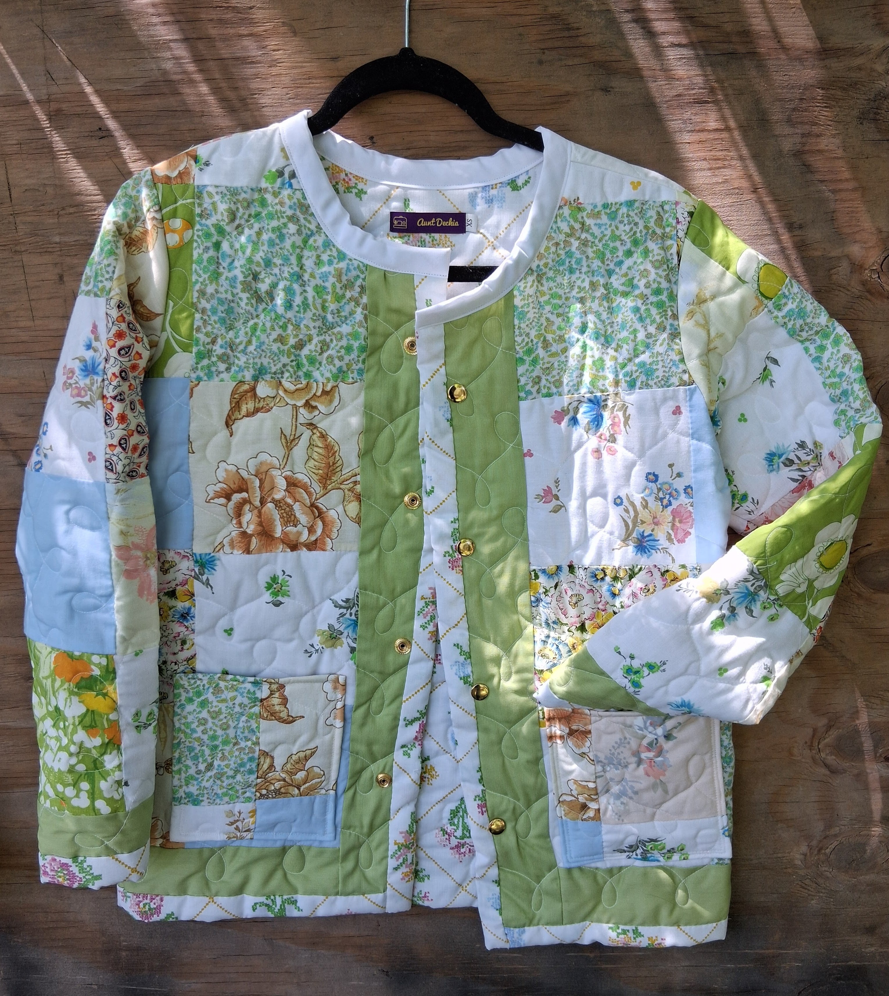 White, Floral Quilt Coat