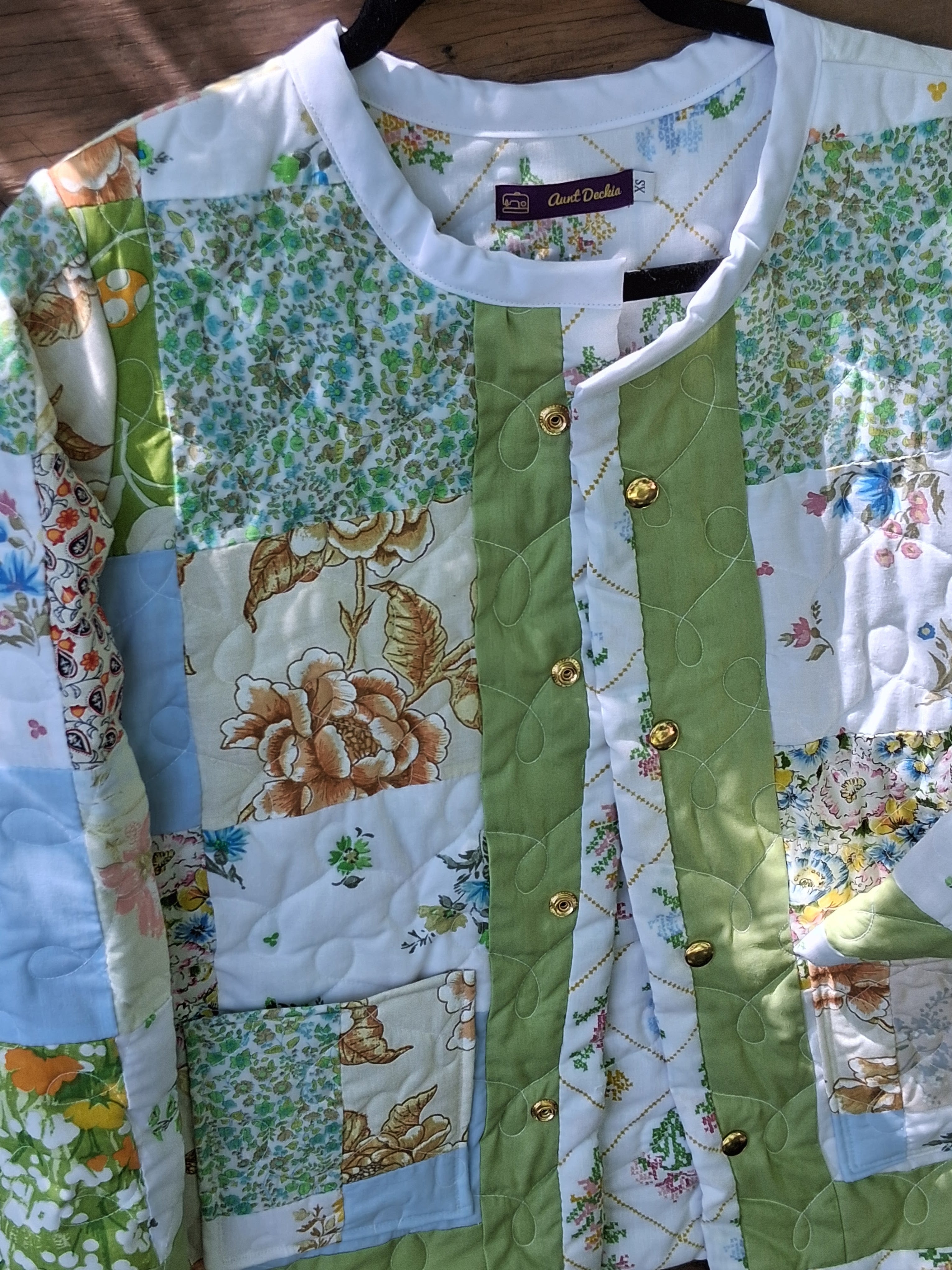 White, Floral Quilt Coat