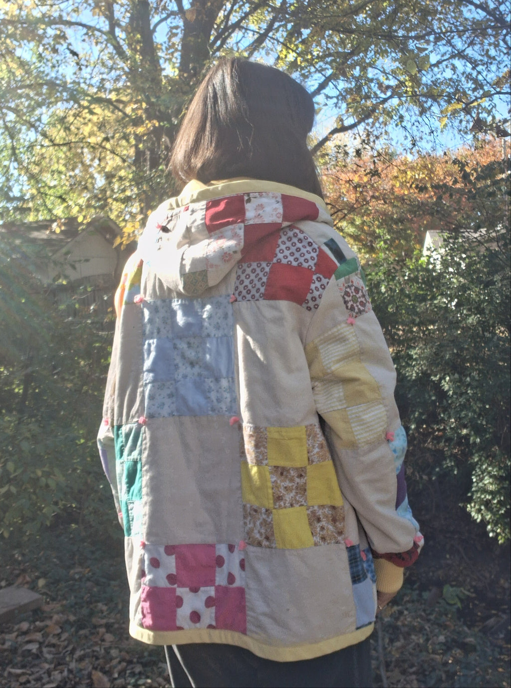Yellow 9 patchwork quilt coat