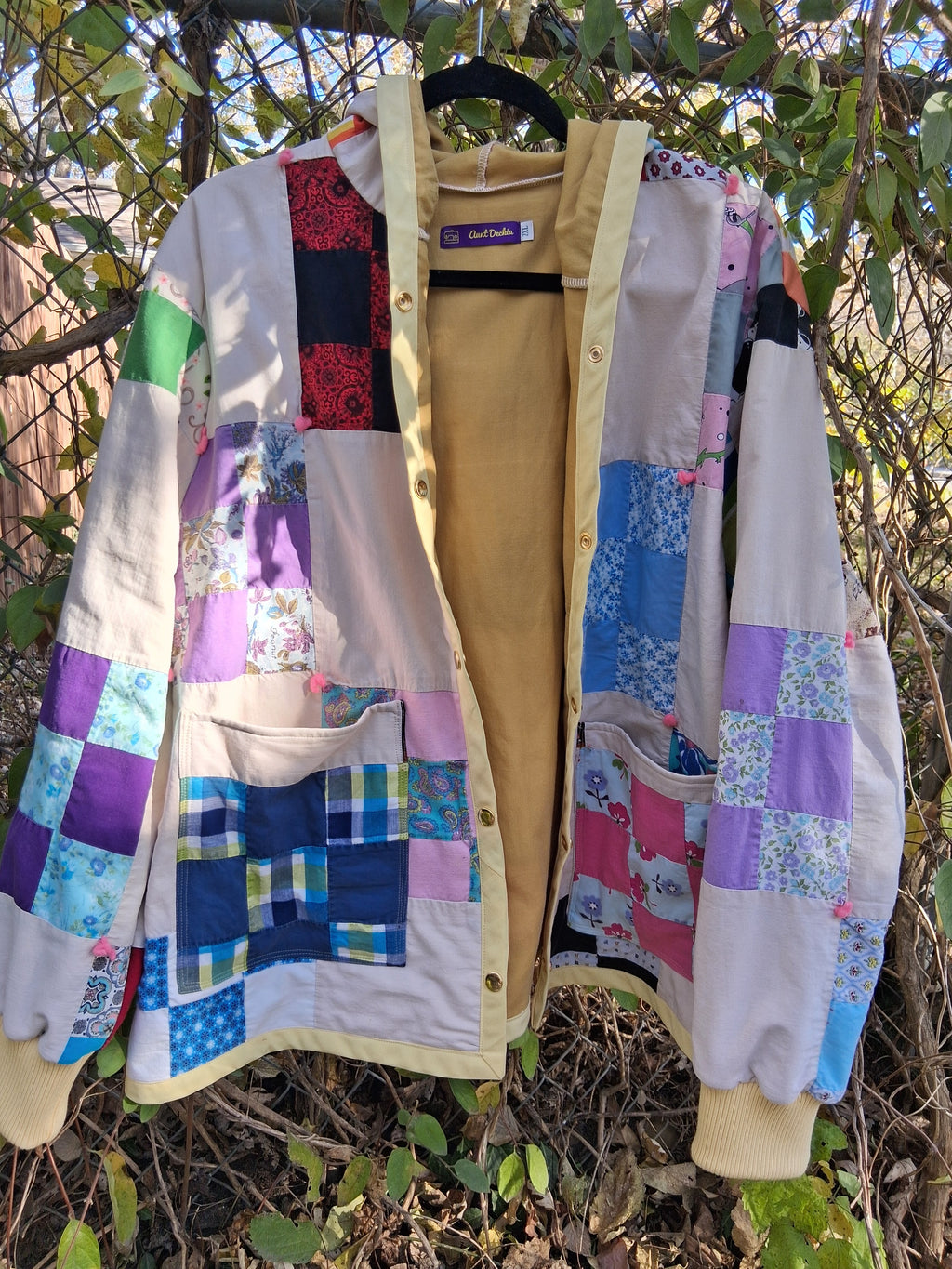 Yellow 9 patchwork quilt coat