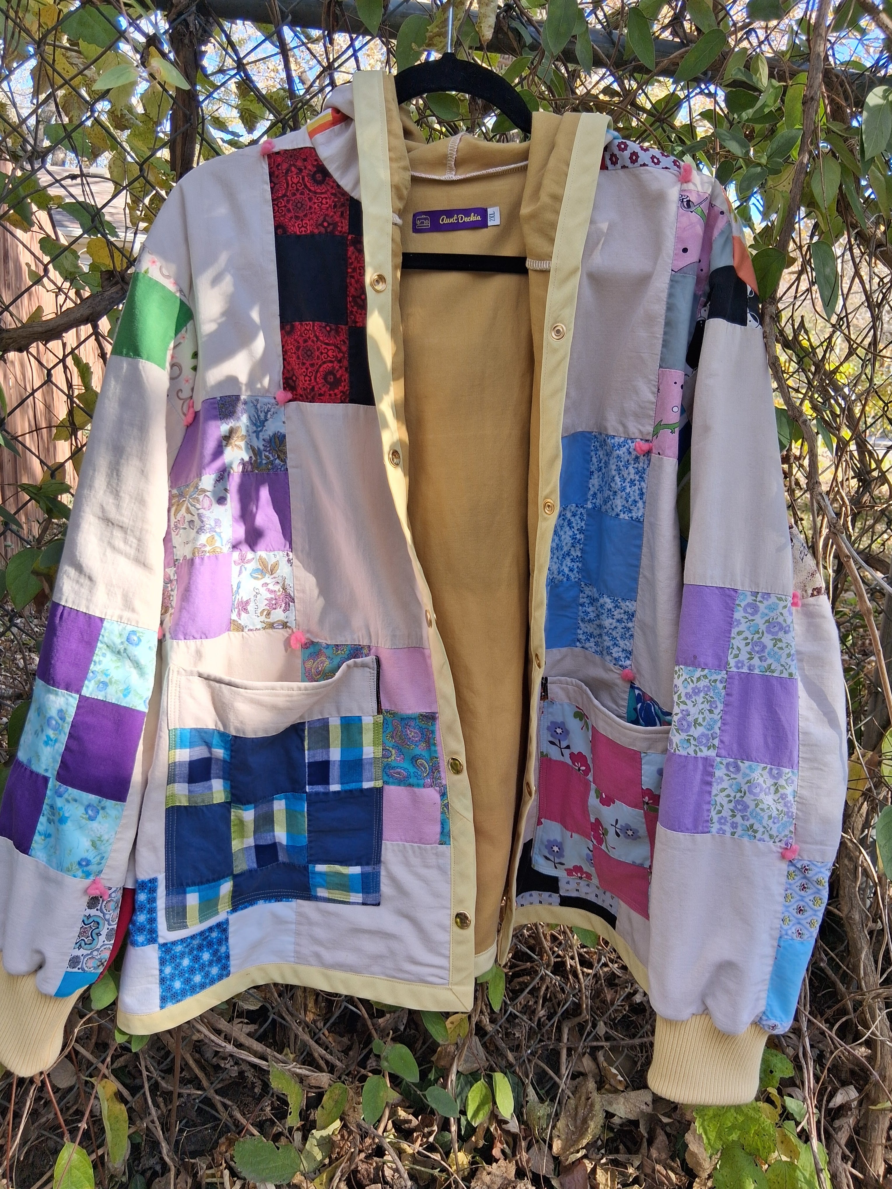 Yellow 9 patchwork quilt coat