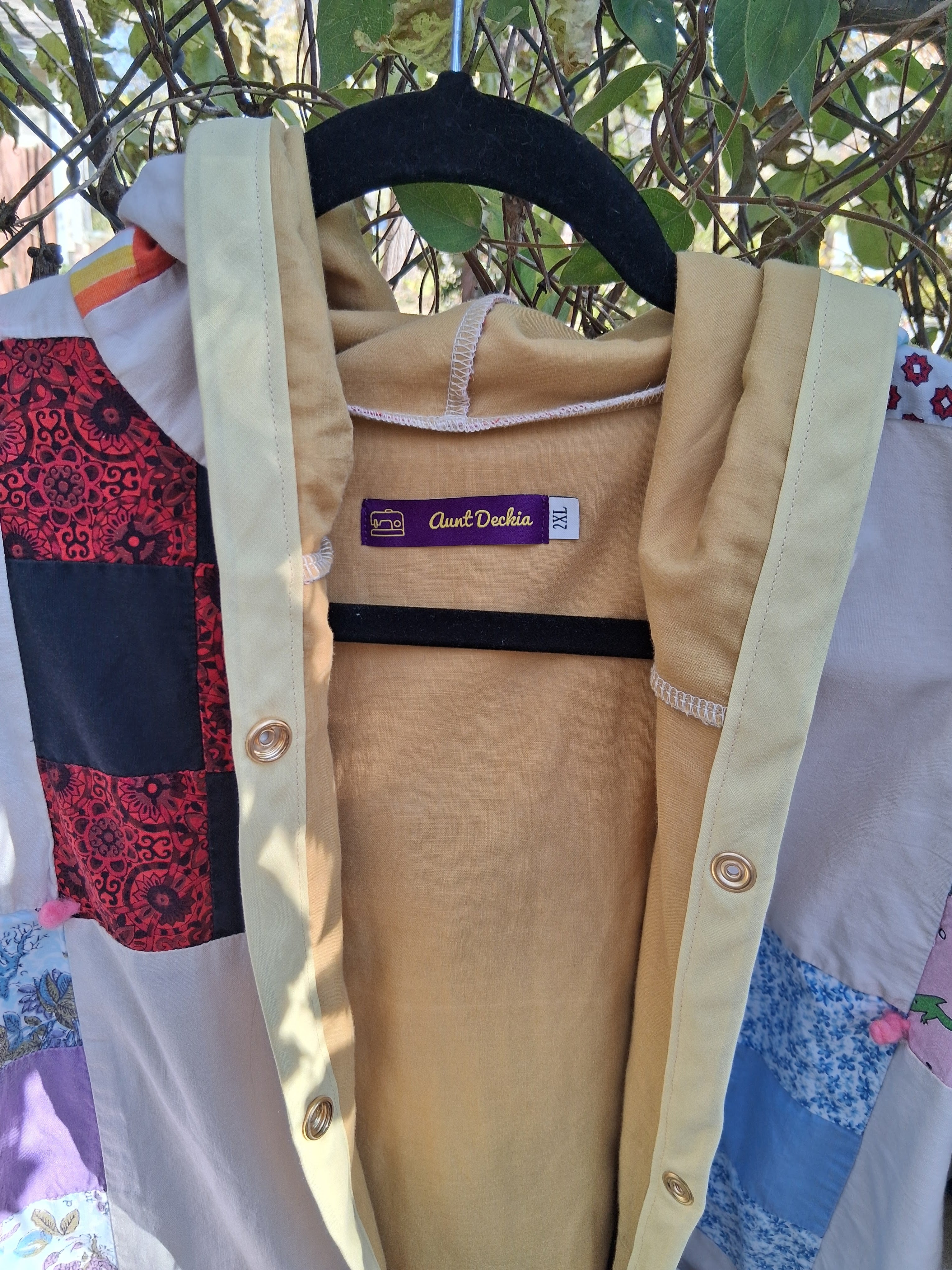 Yellow 9 patchwork quilt coat