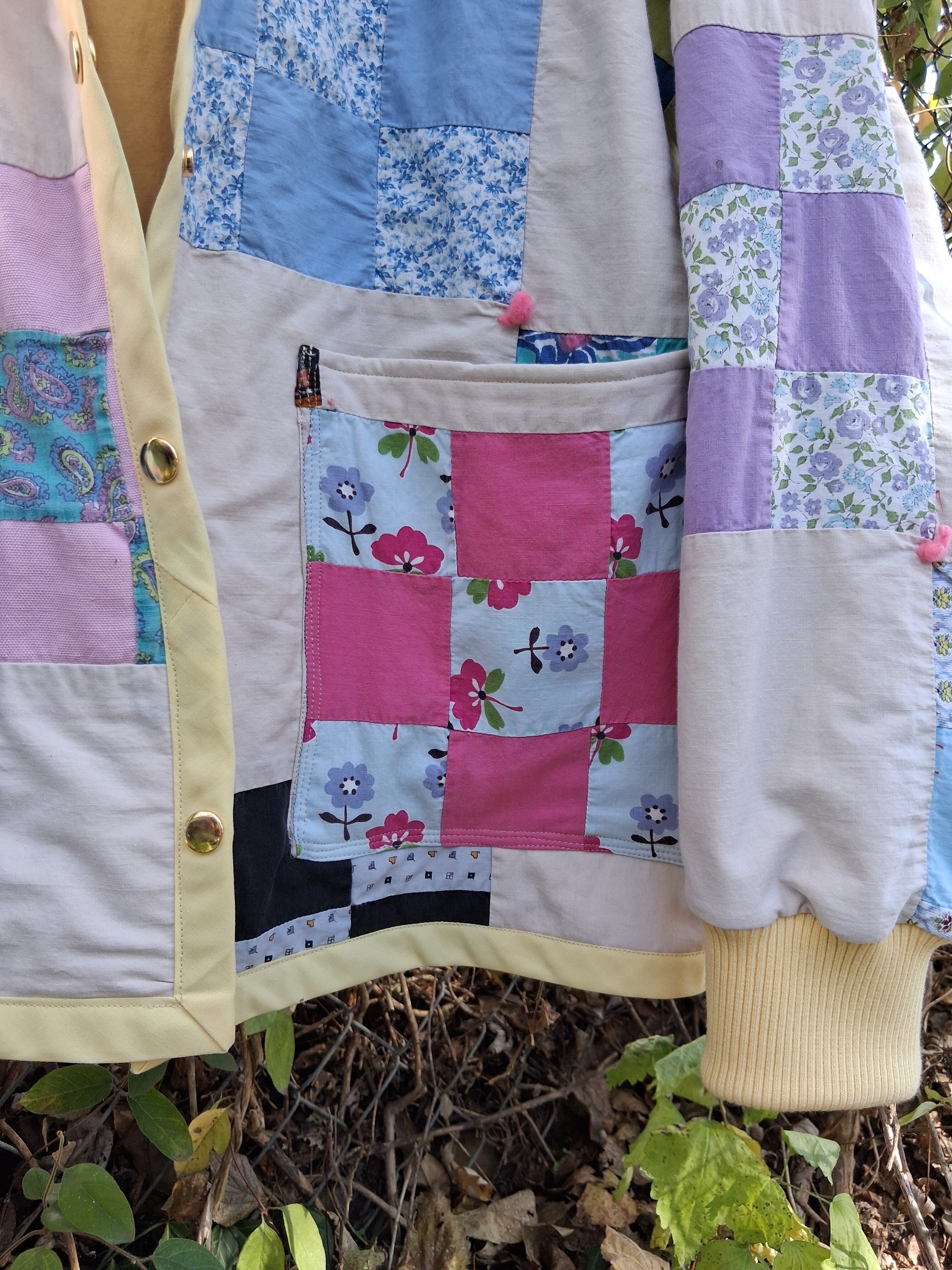 Yellow 9 patchwork quilt coat