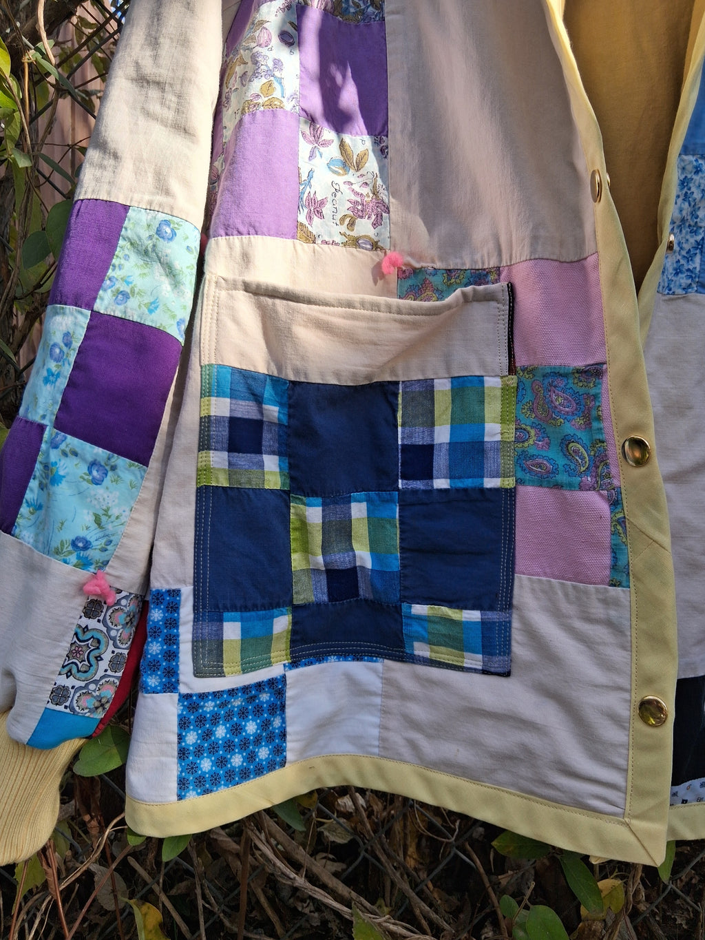 Yellow 9 patchwork quilt coat