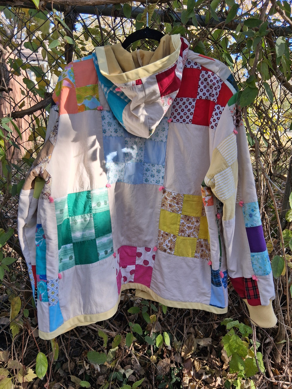 Yellow 9 patchwork quilt coat