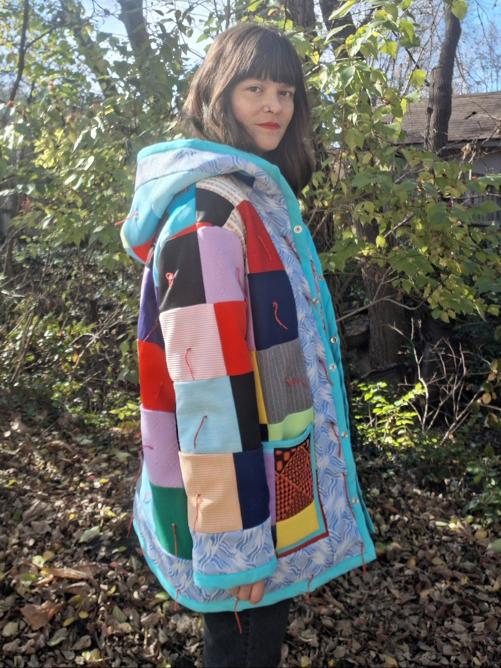Tied Patchwork Quilt Coat