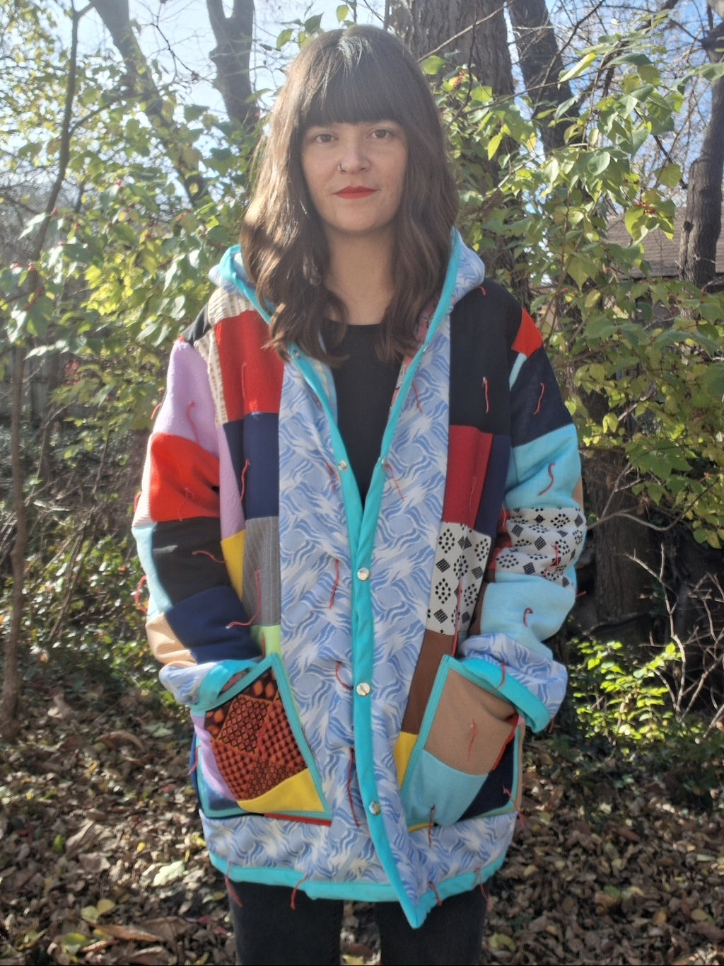 Tied Patchwork Quilt Coat