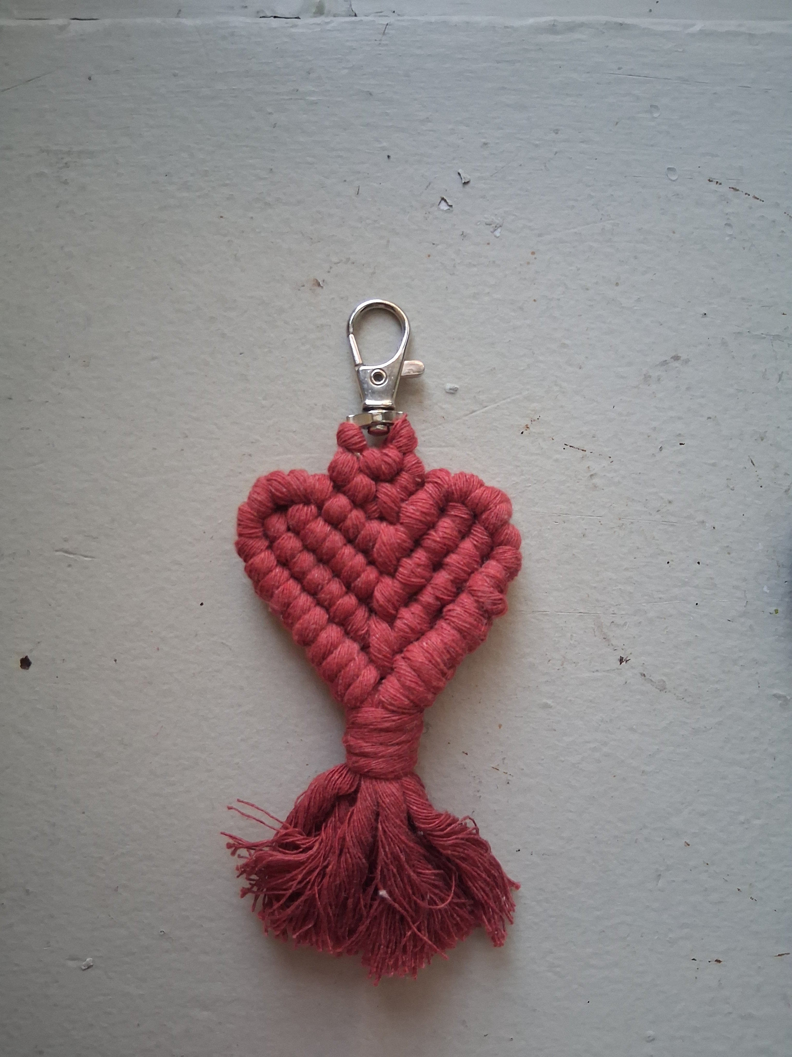 Macrame Heart Keychain
