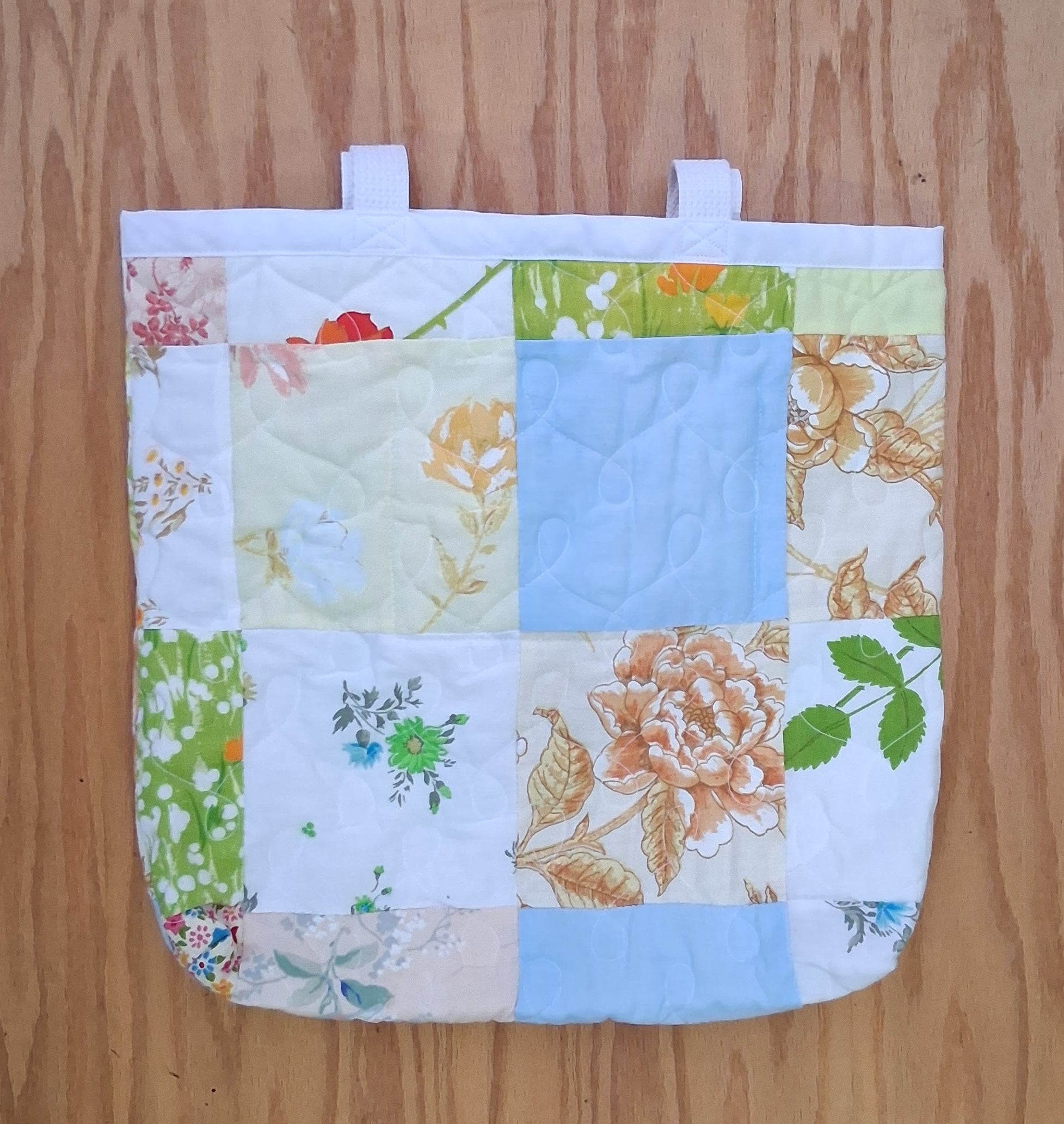White, Floral Tote Bag