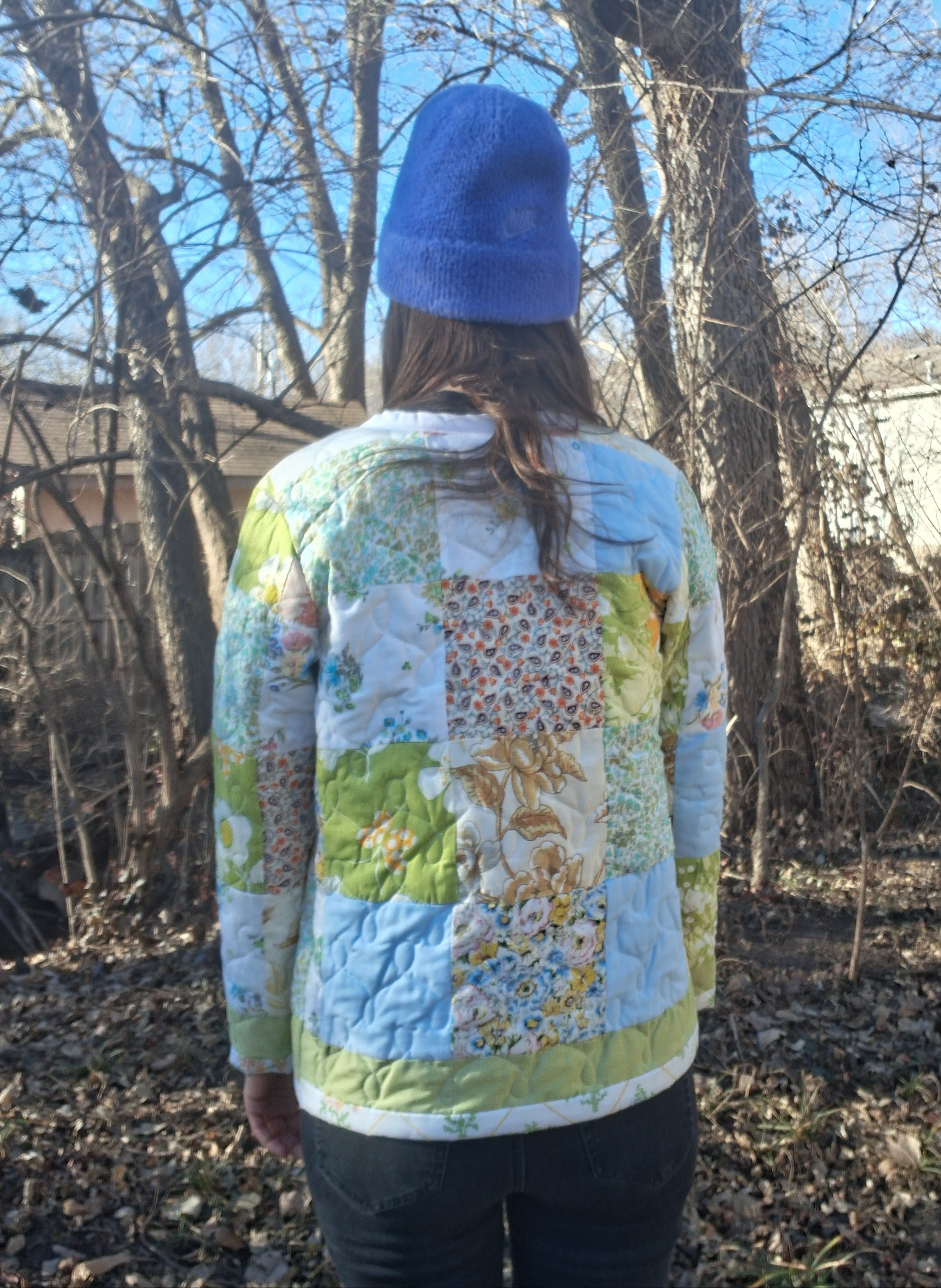 White, Floral Quilt Coat