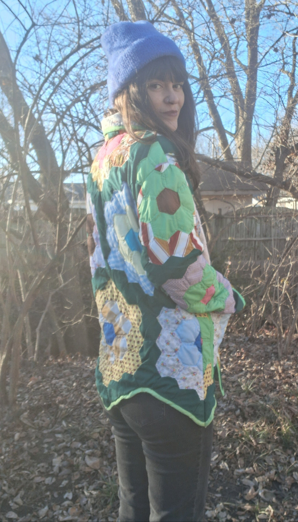 green coat