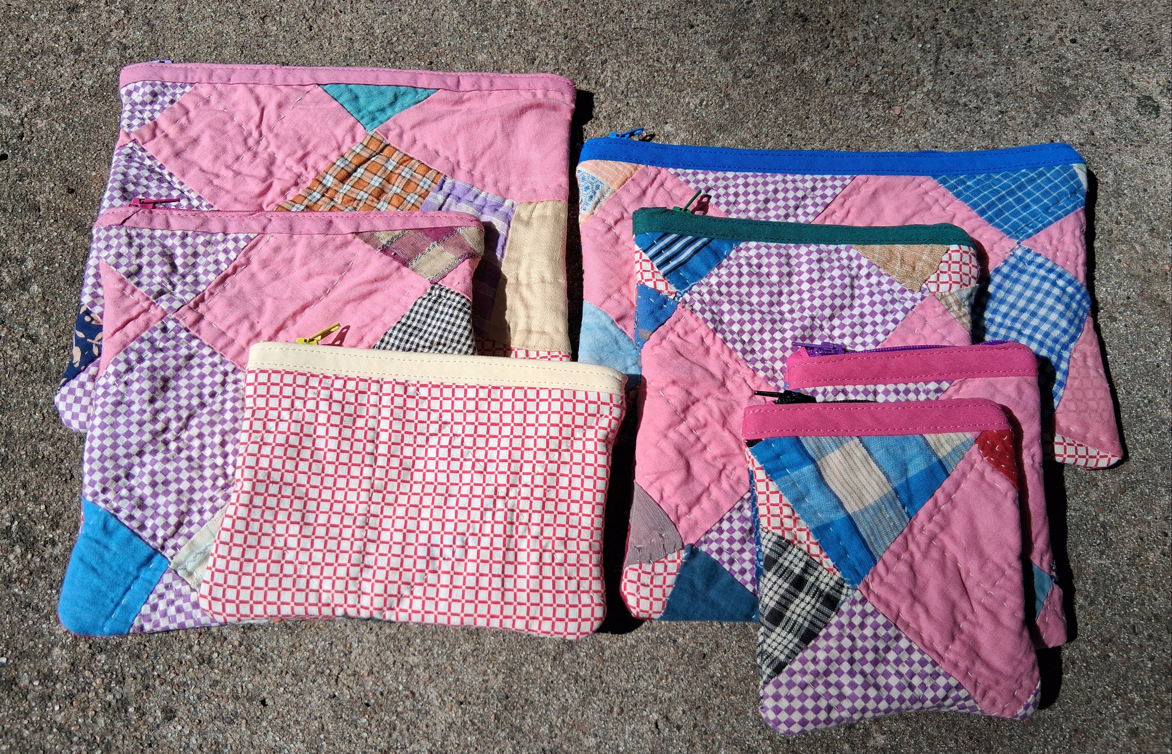 Pink quilted zipper pouch