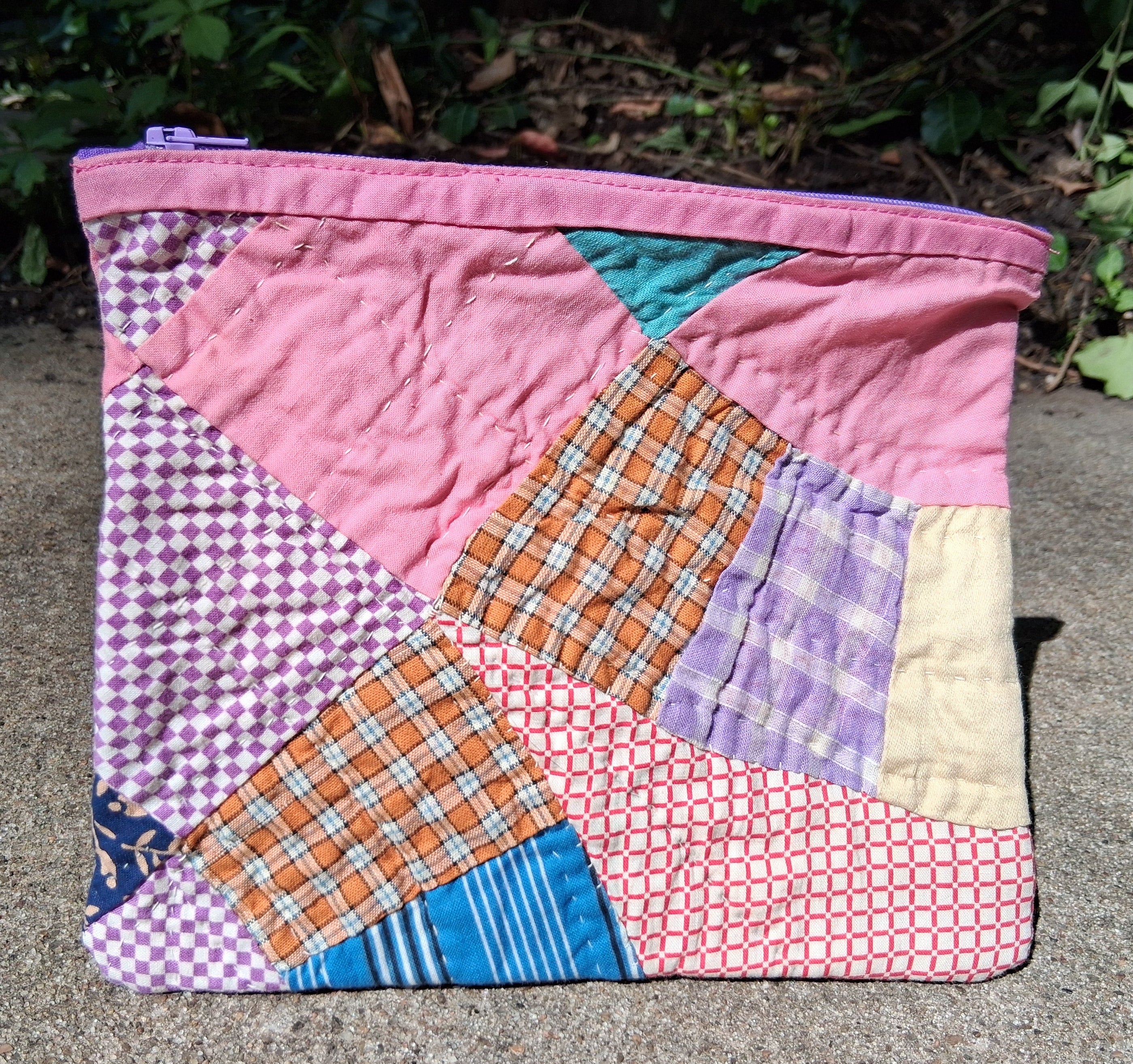Pink quilted zipper pouch