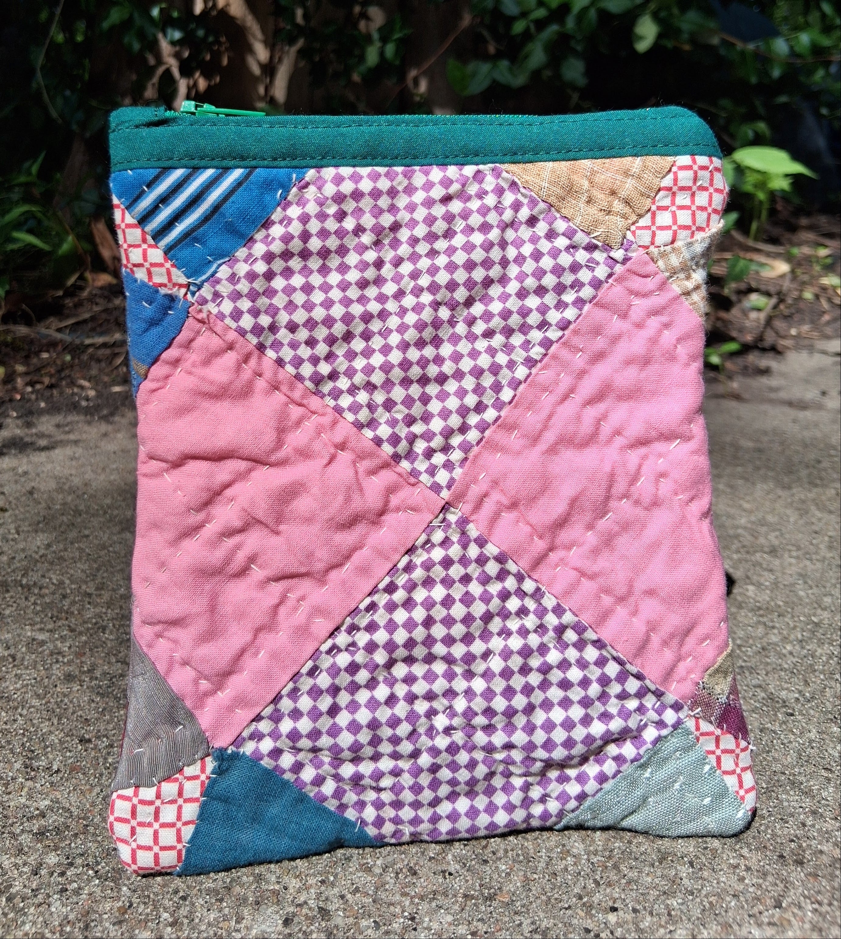 Pink quilted zipper pouch
