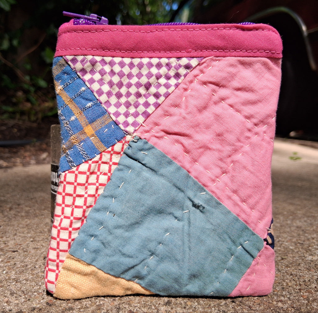 Pink quilted zipper pouch