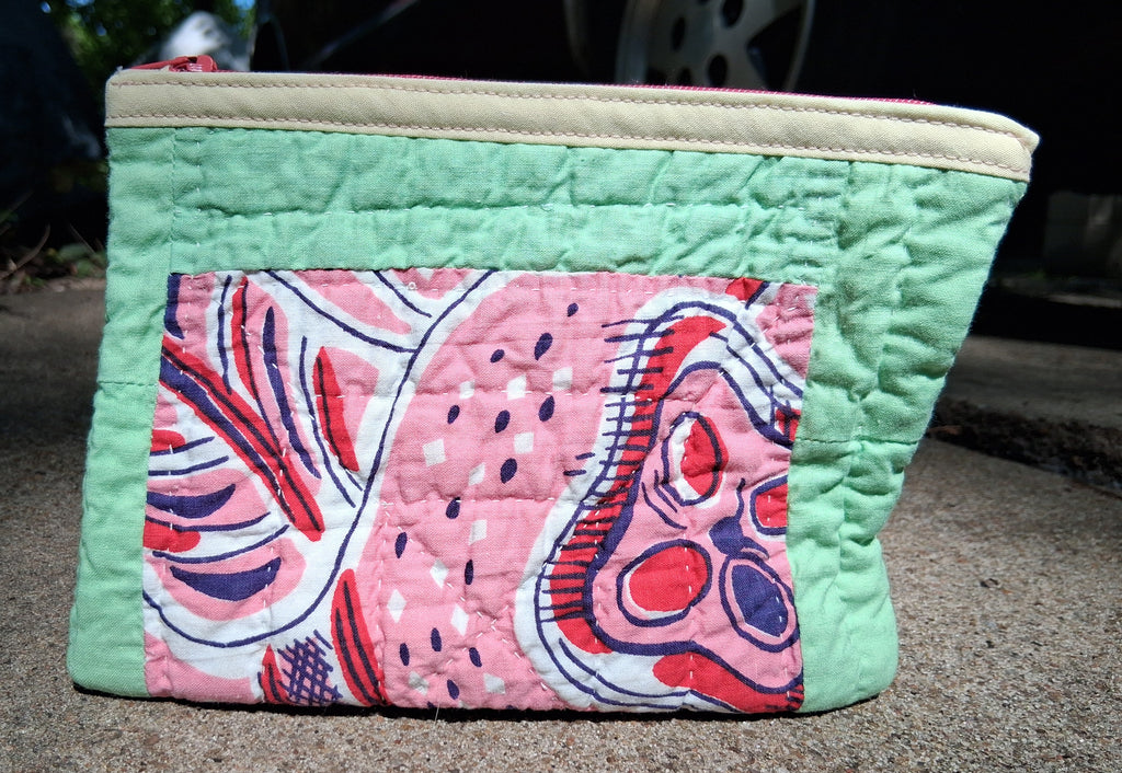 Floral quilt zipper pouch