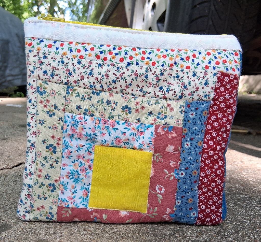Log cabin quilted pouch
