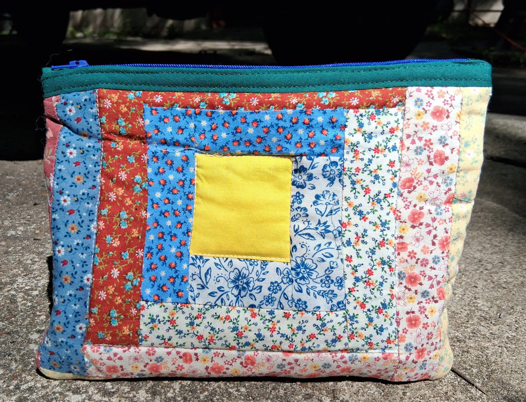 Log cabin quilted pouch
