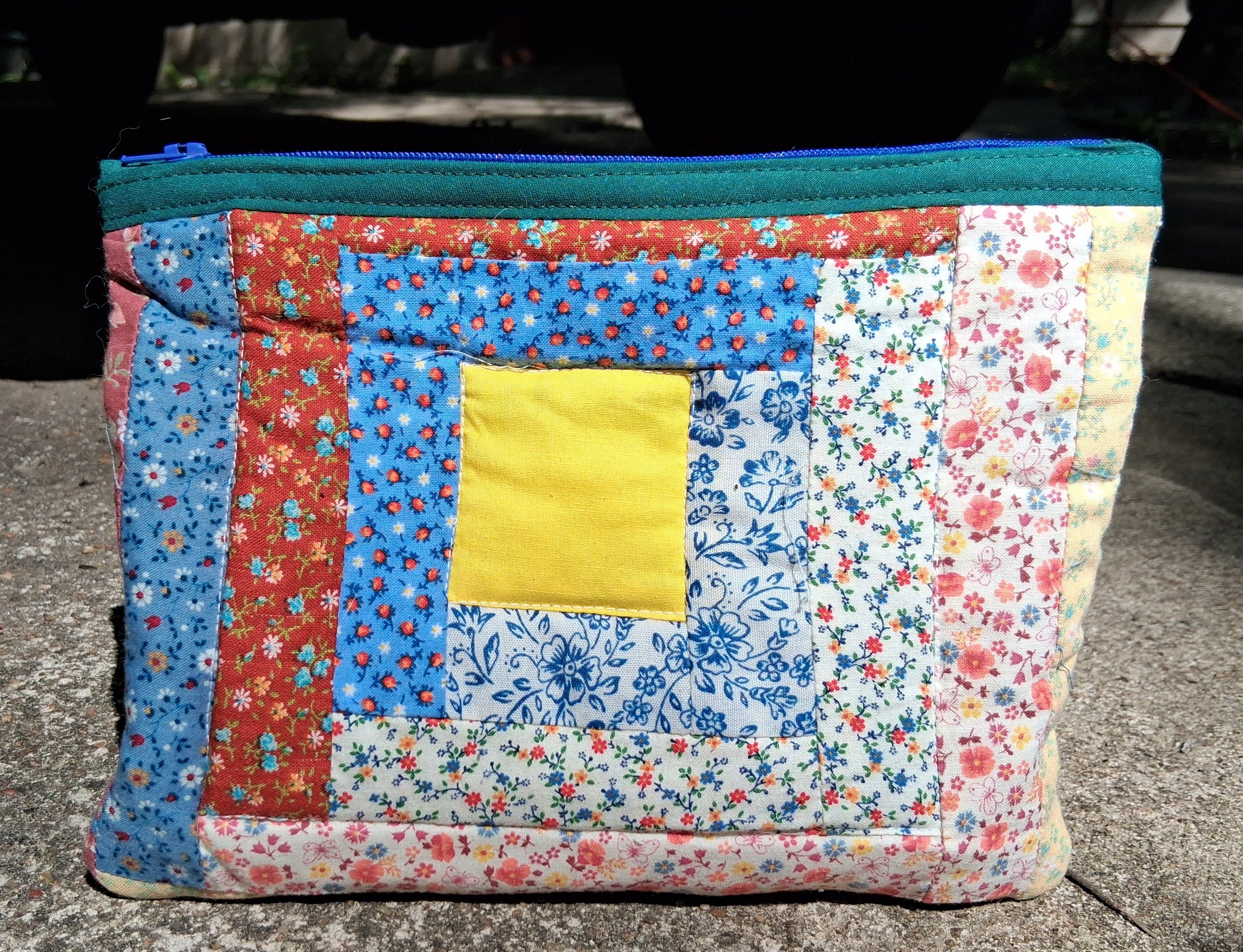 Log cabin quilted pouch