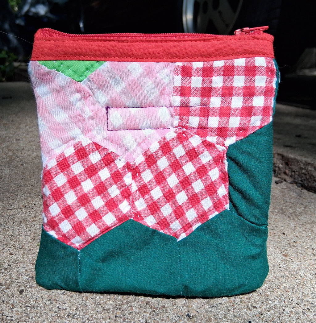 Flower quilted zipper pouch
