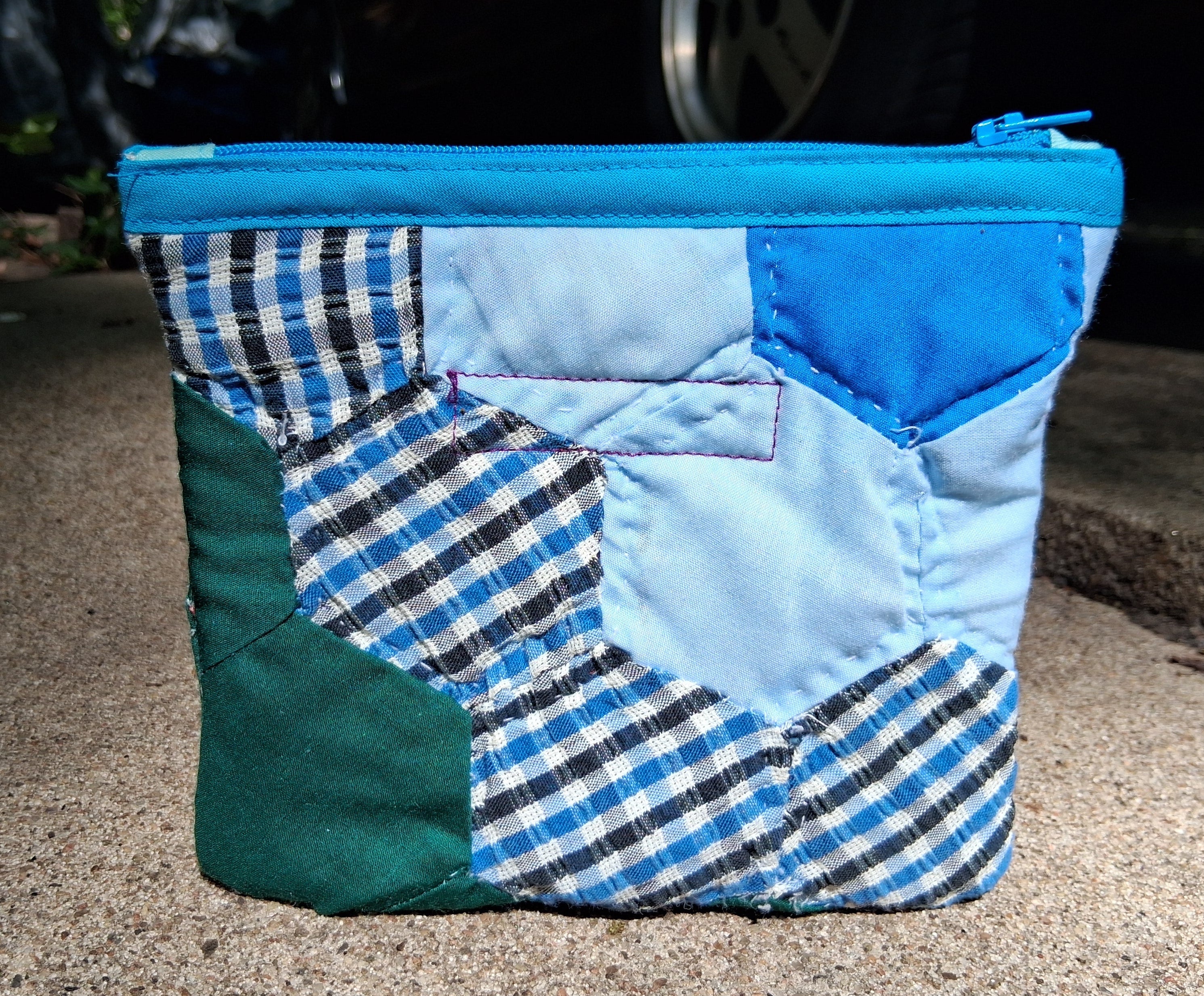 Flower quilted zipper pouch