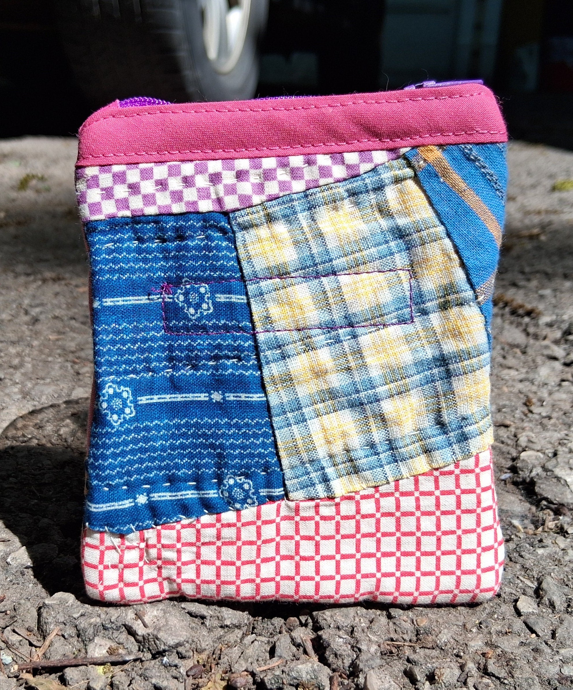 Pink quilted zipper pouch