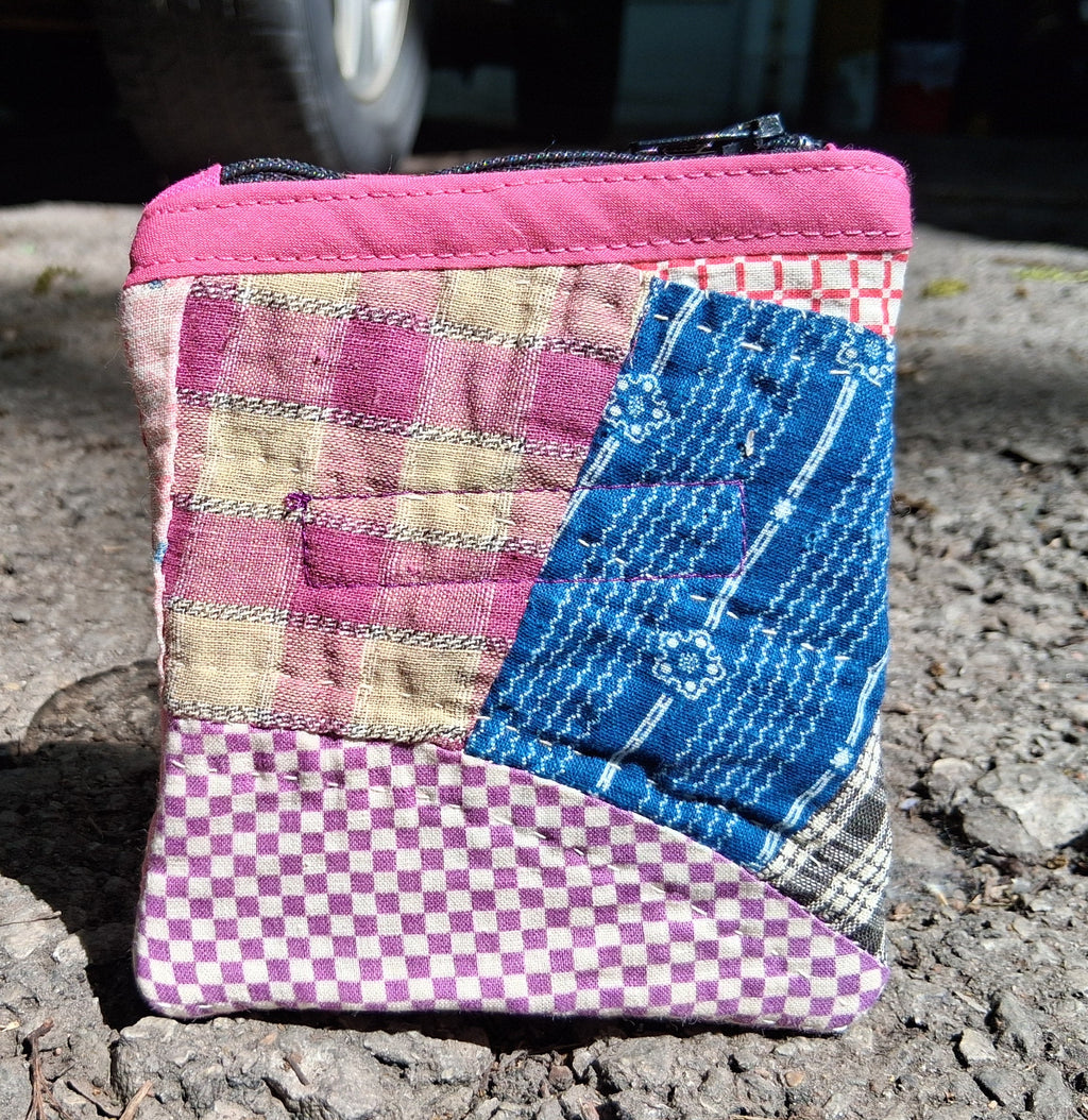 Pink quilted zipper pouch