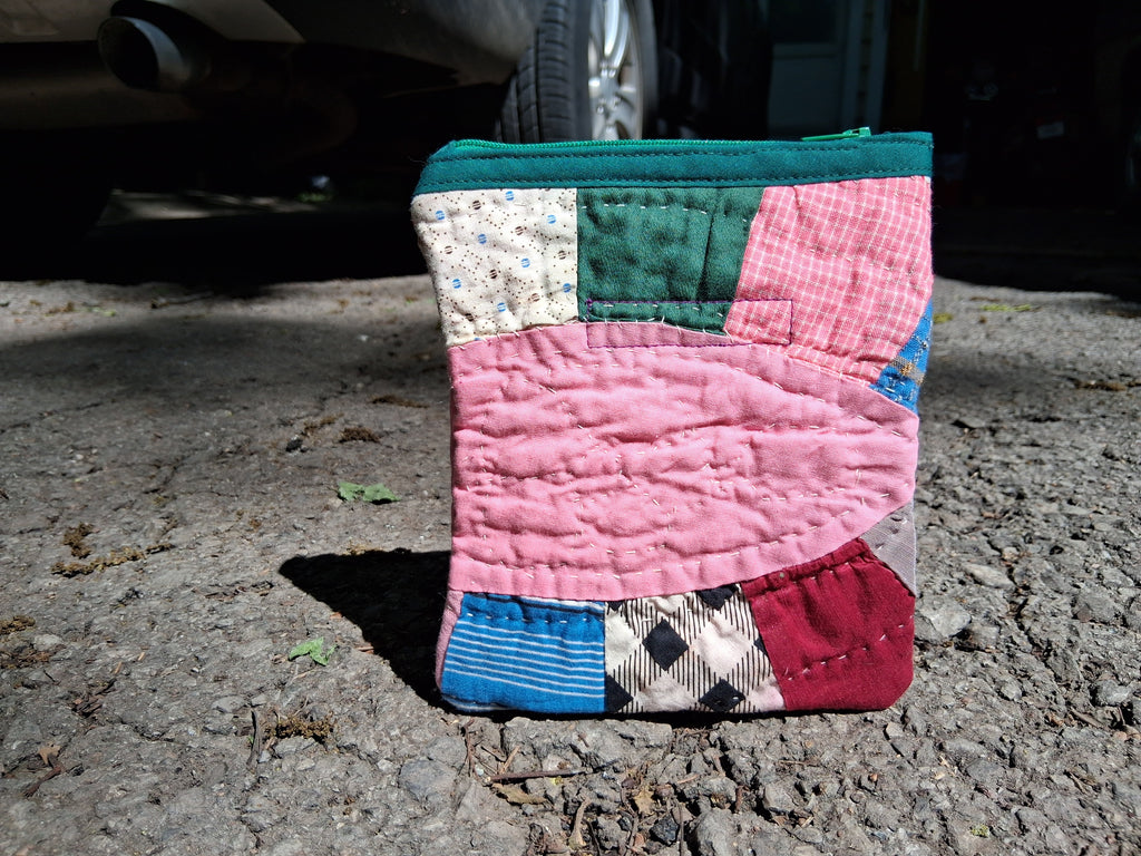 Pink quilted zipper pouch