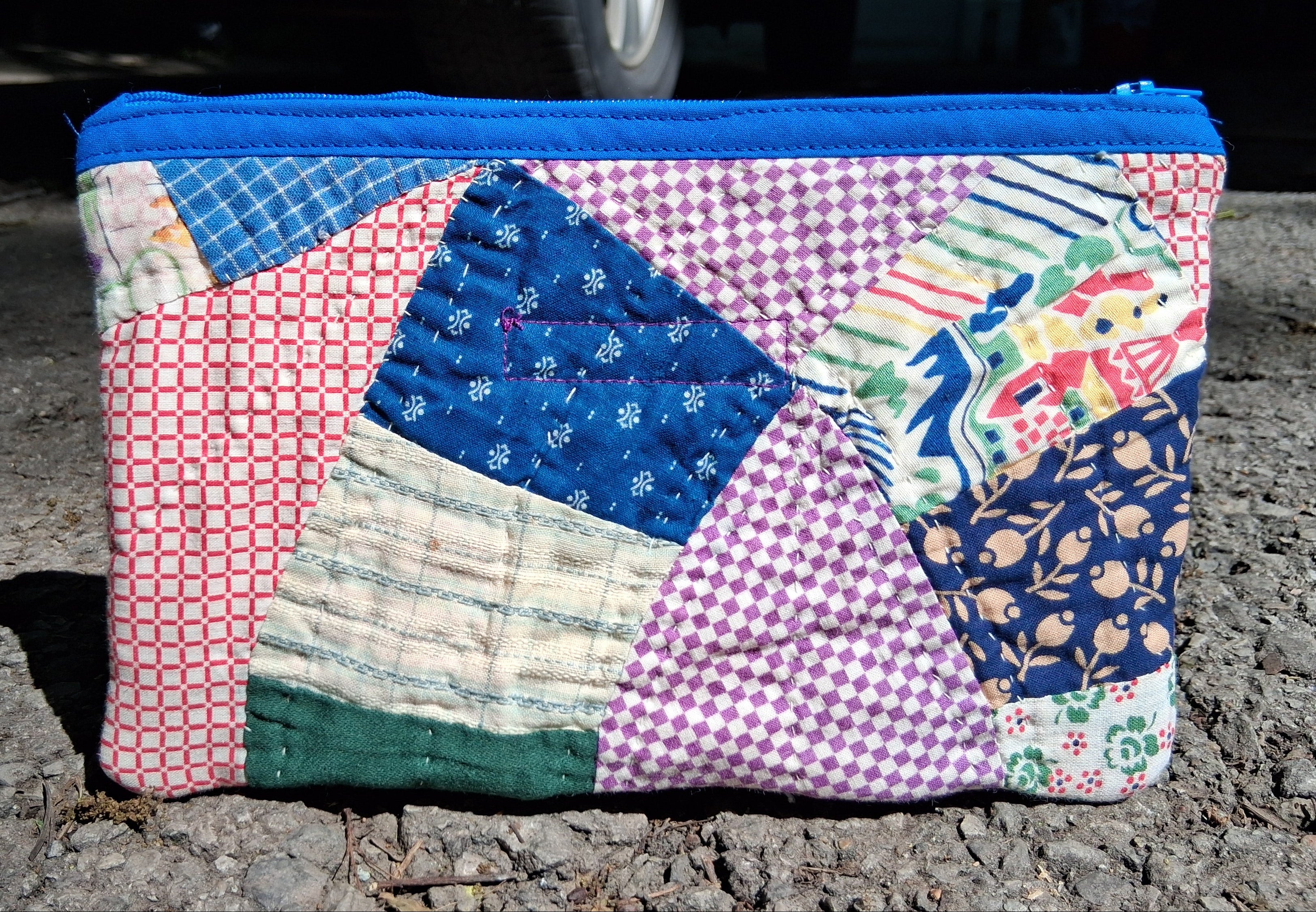 Pink quilted zipper pouch