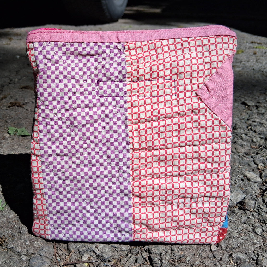 Pink quilted zipper pouch