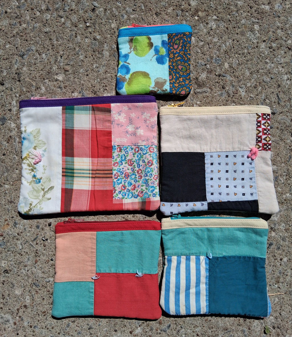 Patchwork quilt zipper pouch