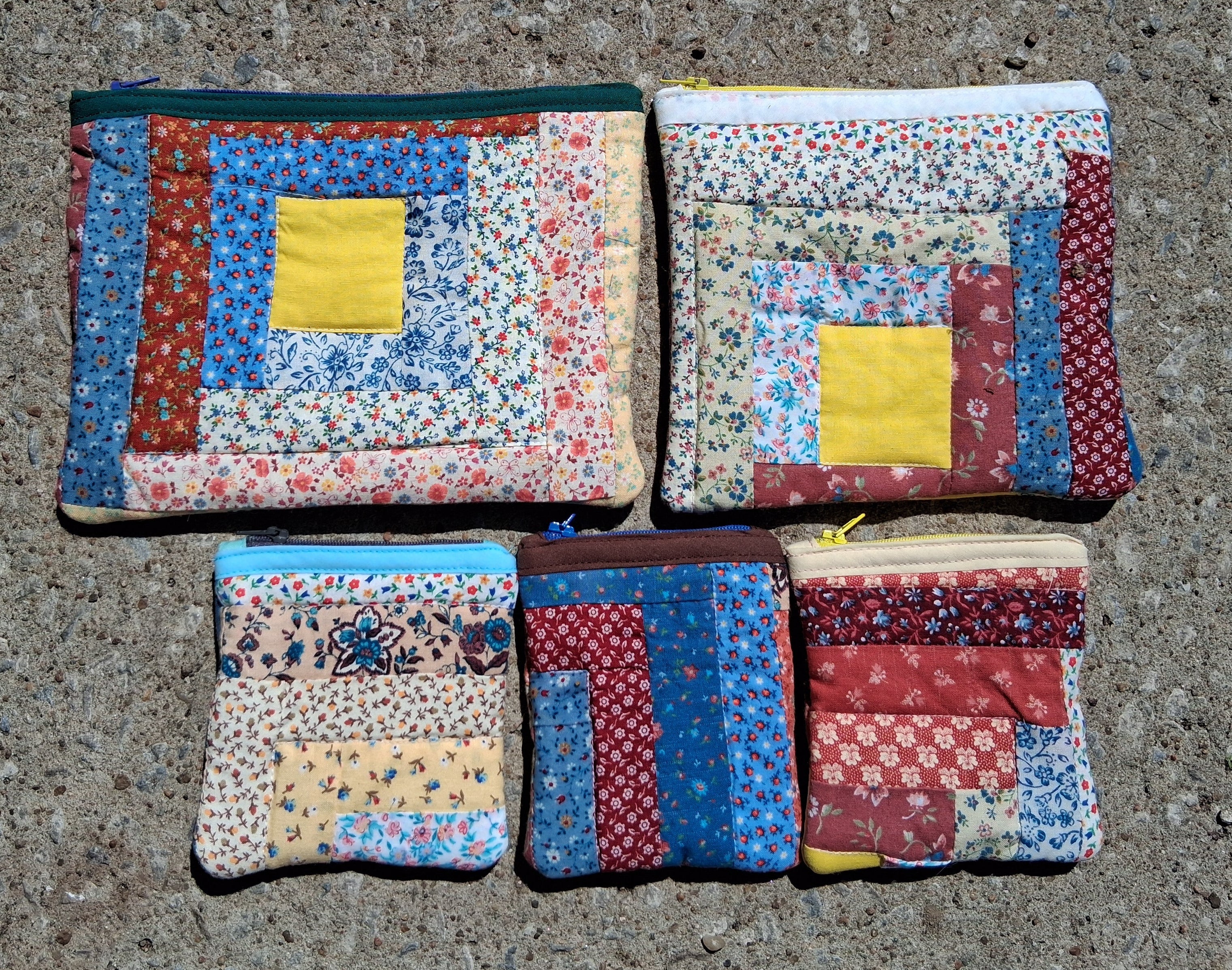 Log cabin quilted pouch