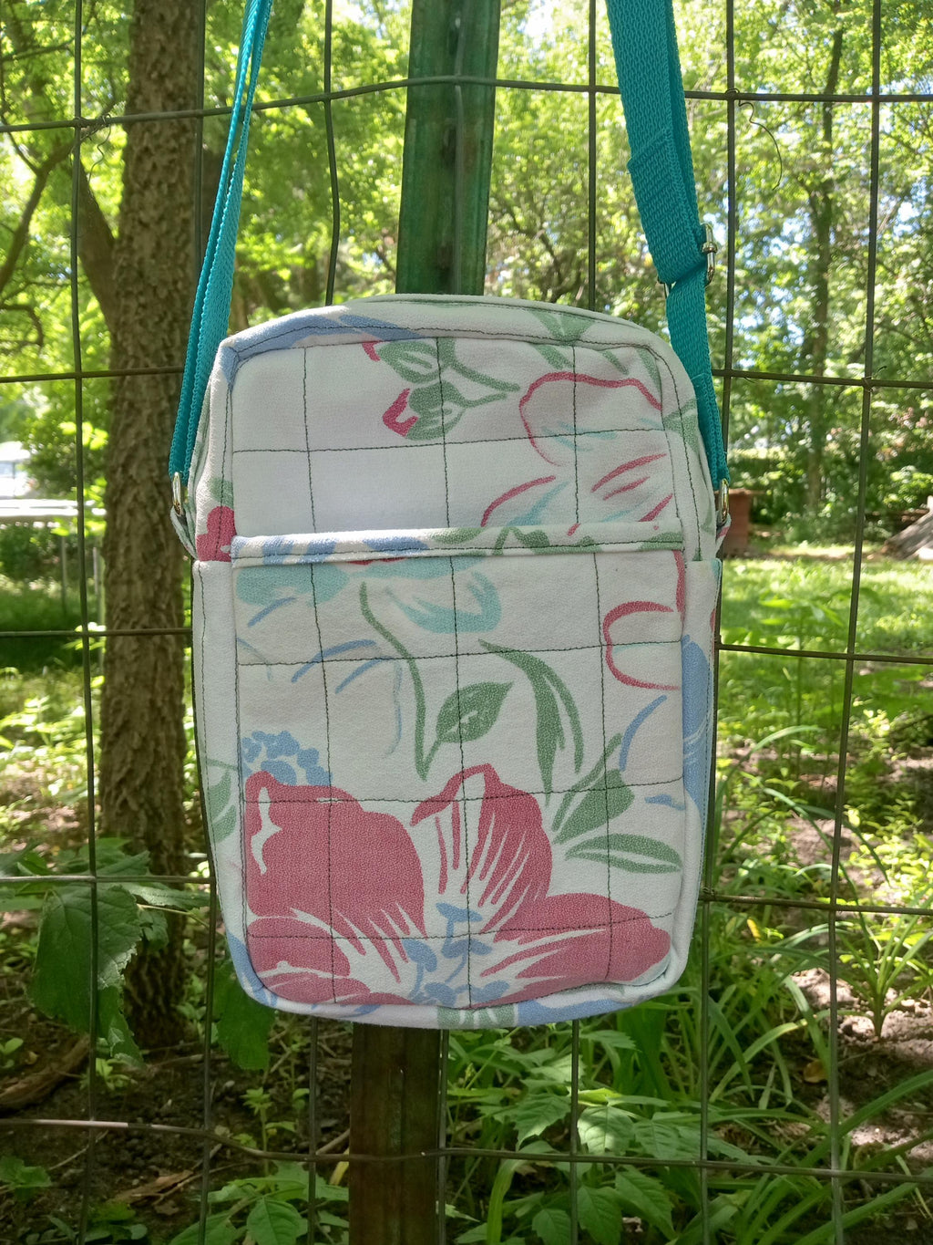 quilted floral crossbody bag