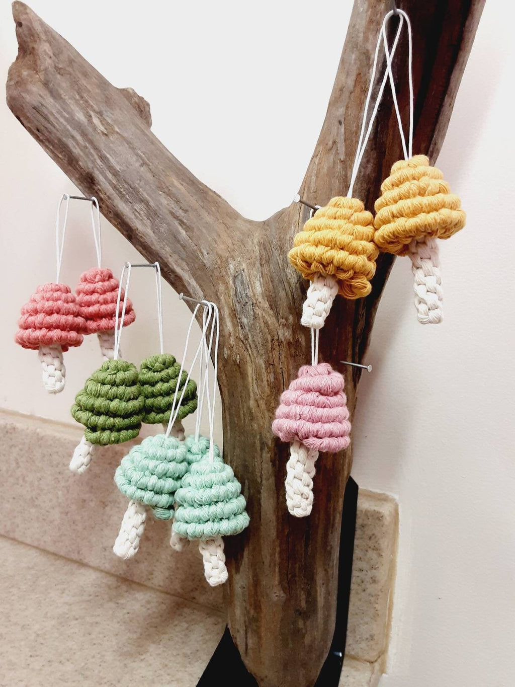 Macrame Mushroom Ornaments