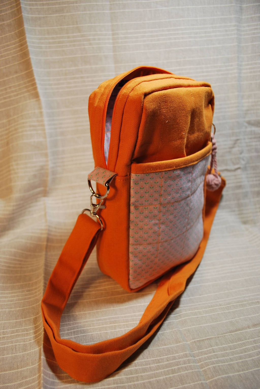 Orange, Floral Crossbody Bag