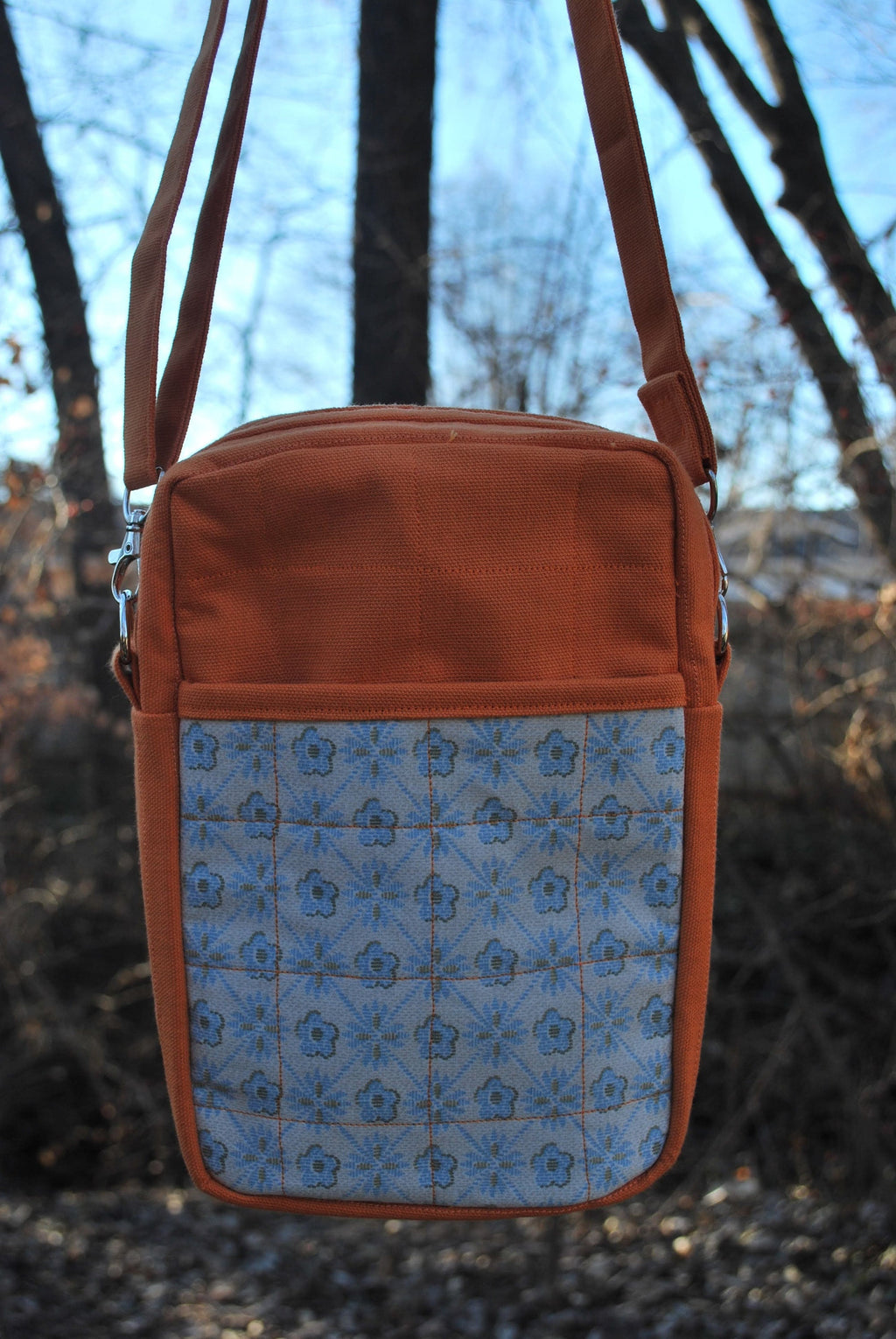 Orange, Floral Crossbody Bag