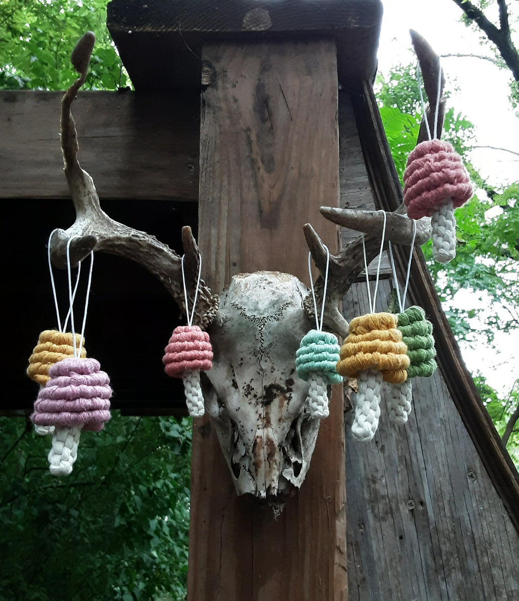 Macrame Mushroom Ornaments