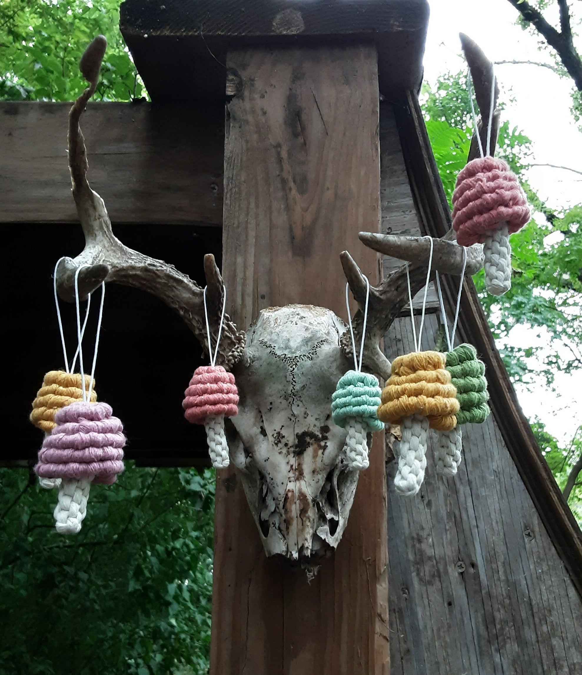 Macrame Mushroom Ornaments