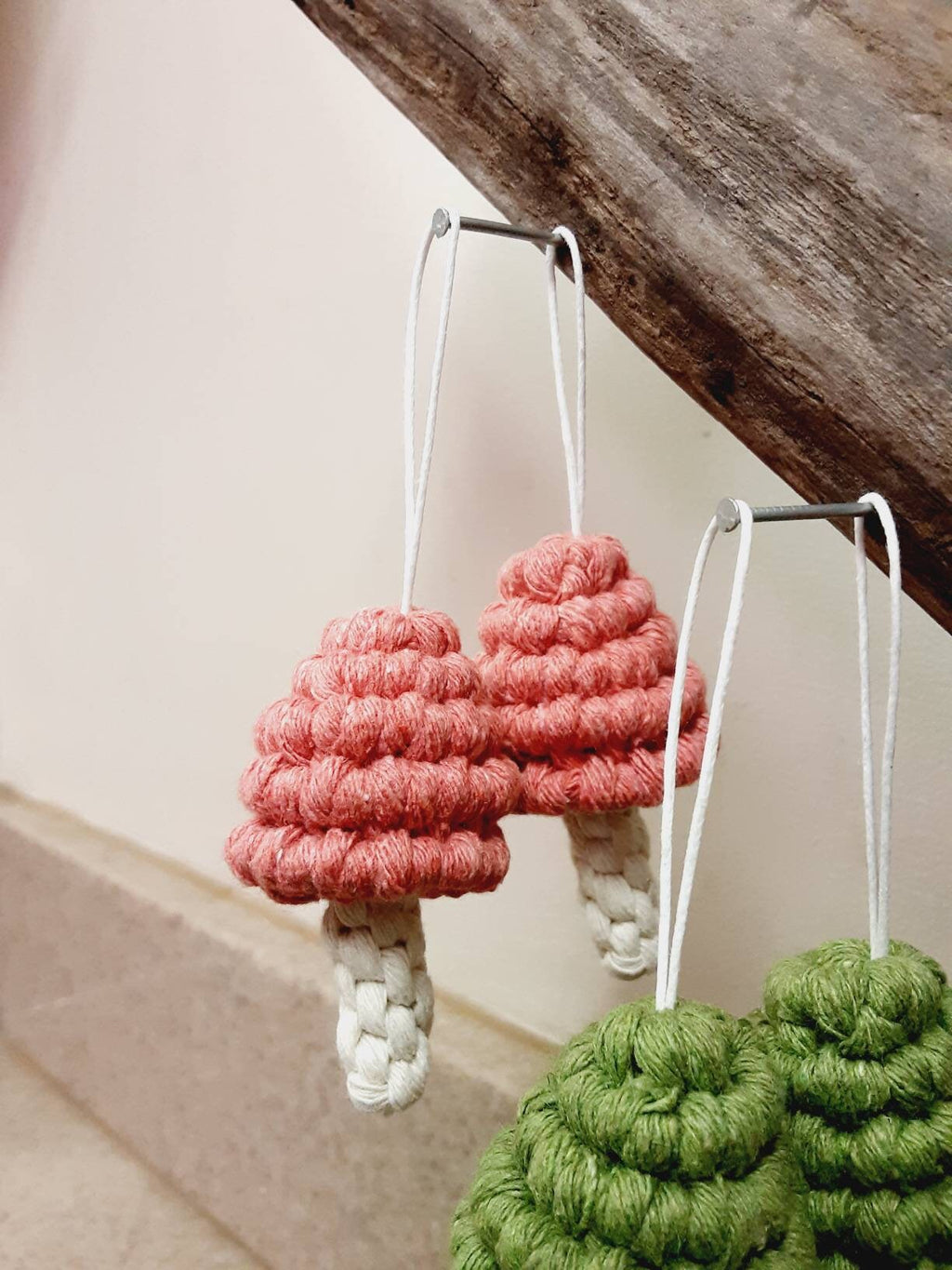 Macrame Mushroom Ornaments