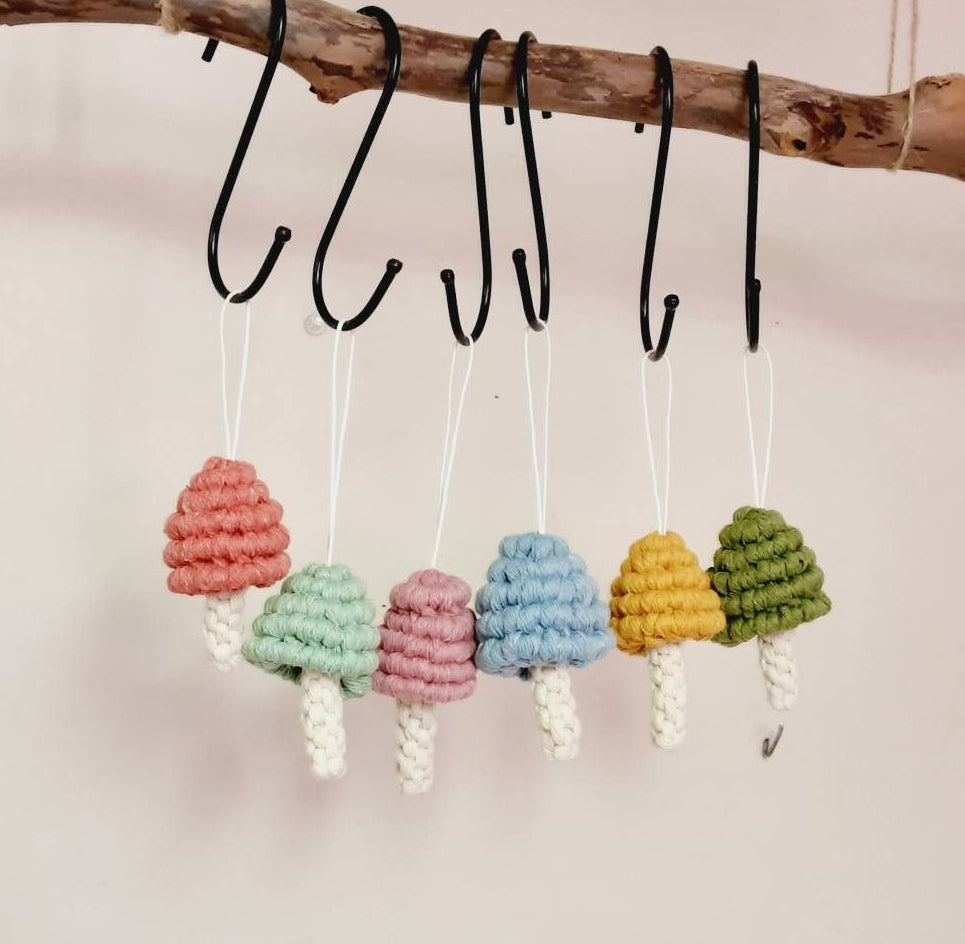 Macrame Mushroom Ornaments