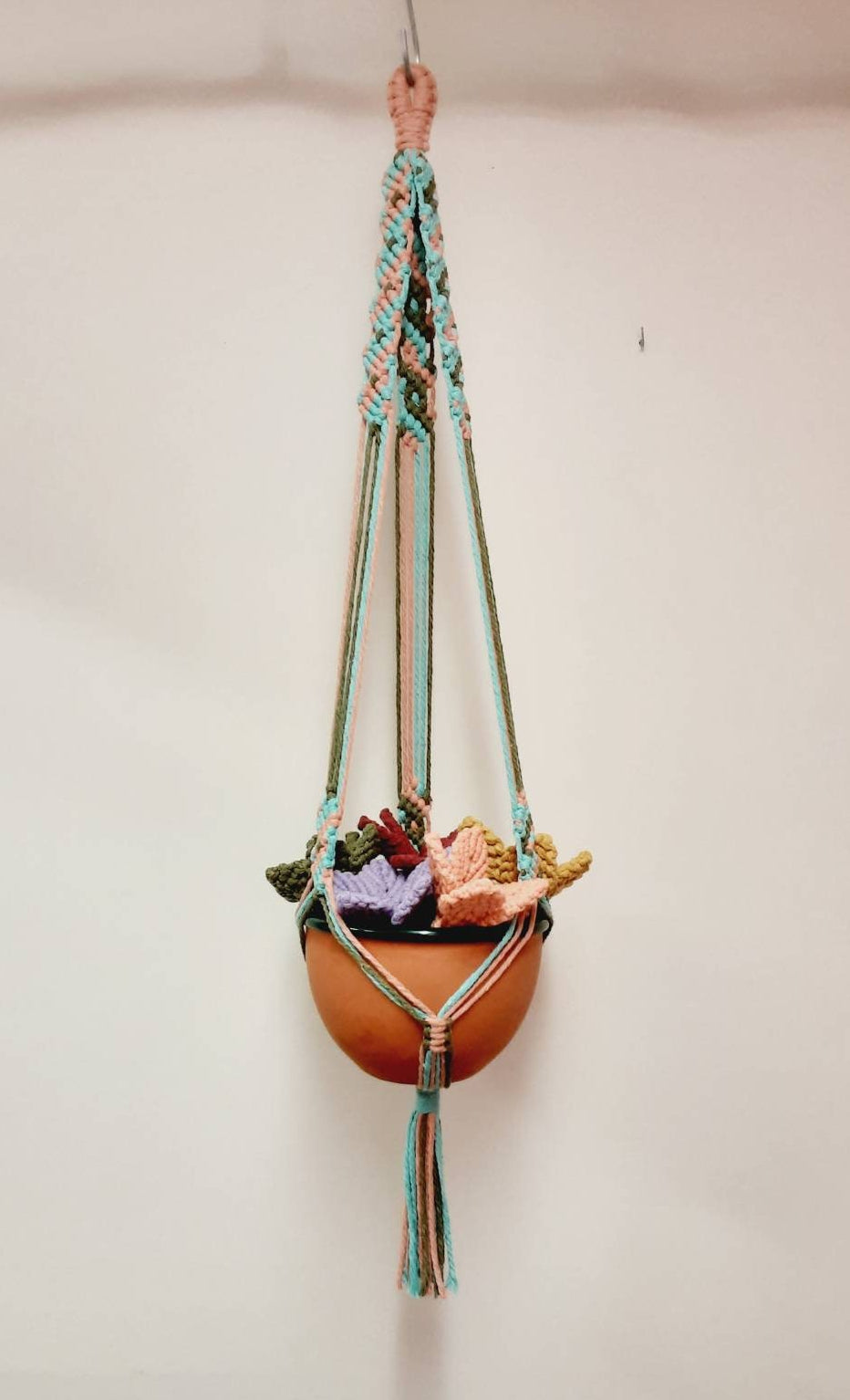 Multicolored Macrame Plant Hanger