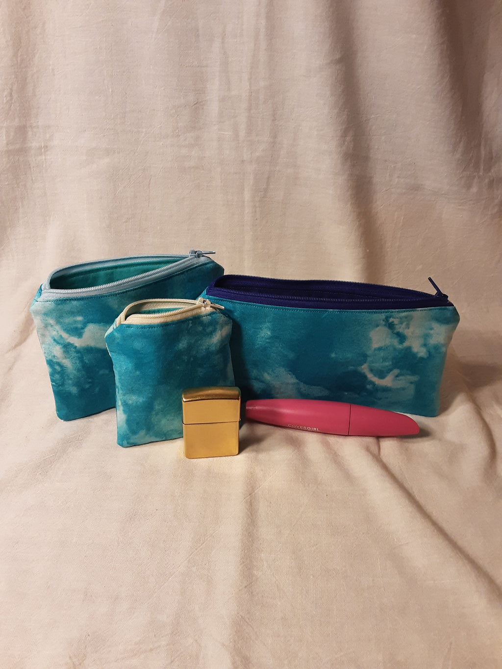 Blue Batik Zipper Pouch