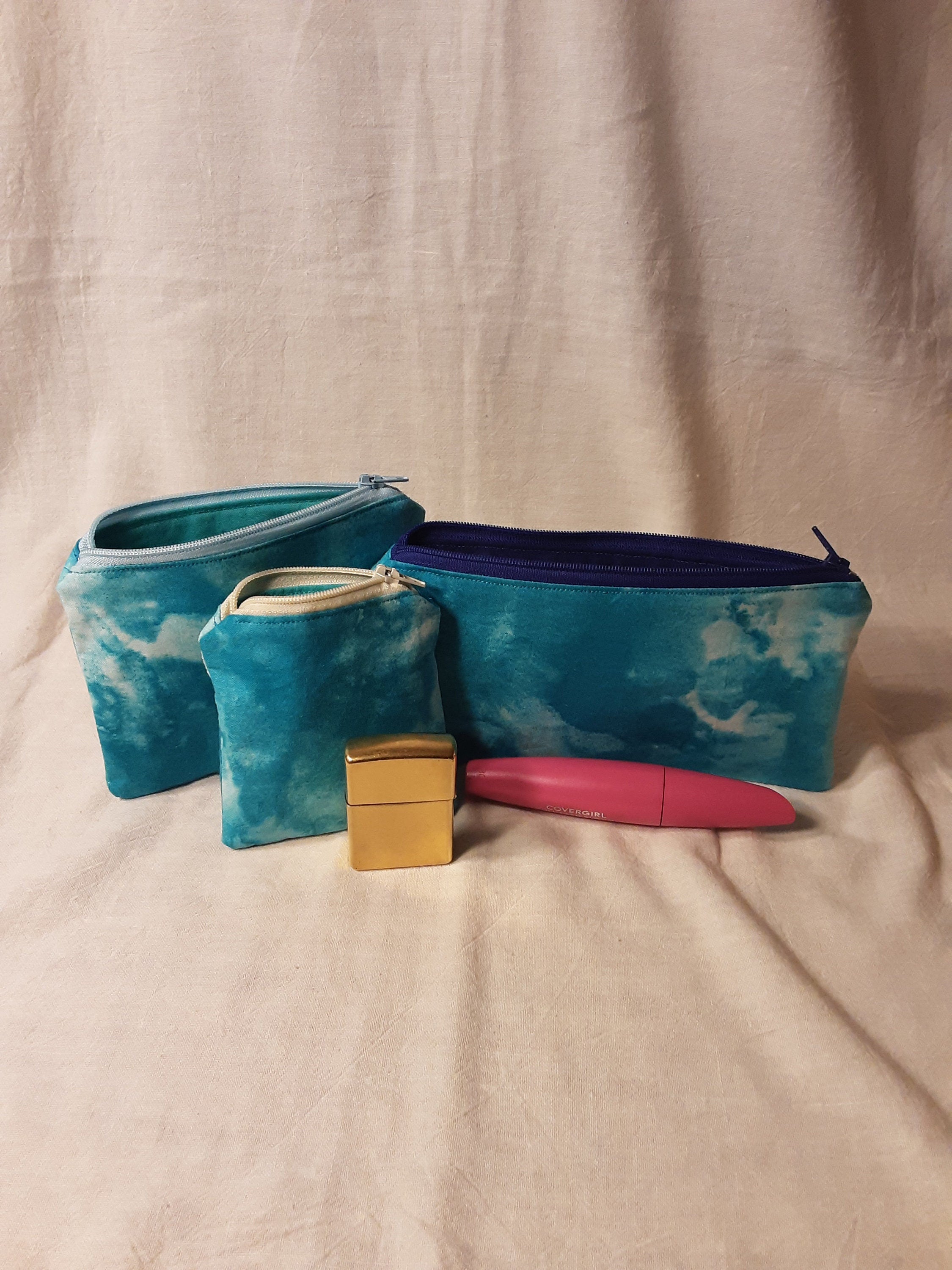 Blue Batik Zipper Pouch