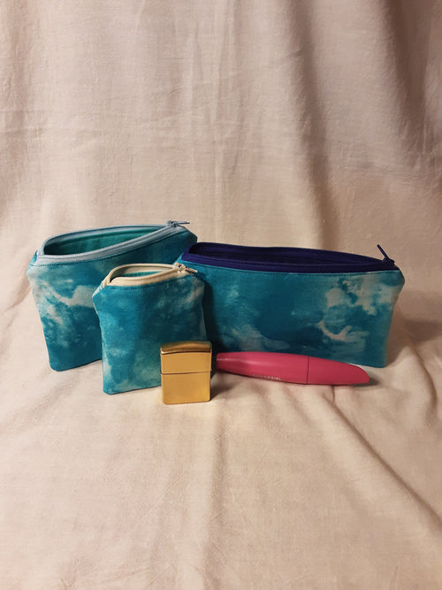 Blue Batik Zipper Pouch